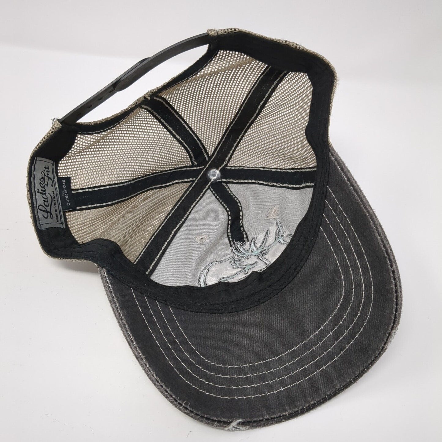 RMEF Women's Snapback Trucker Hat Gray OS Adjustable Ladies Fit Outdoor Cap