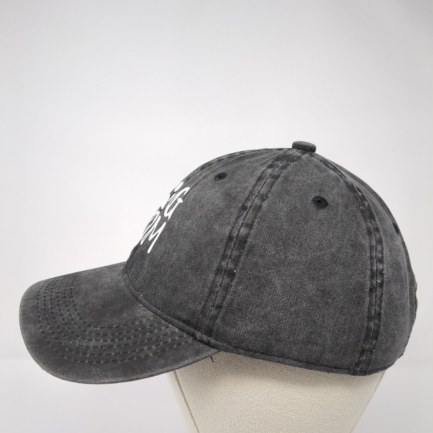 Dog Mom Slideback Hat Gray One Size Adjustable Lightweight Vented Holes 6 Panel