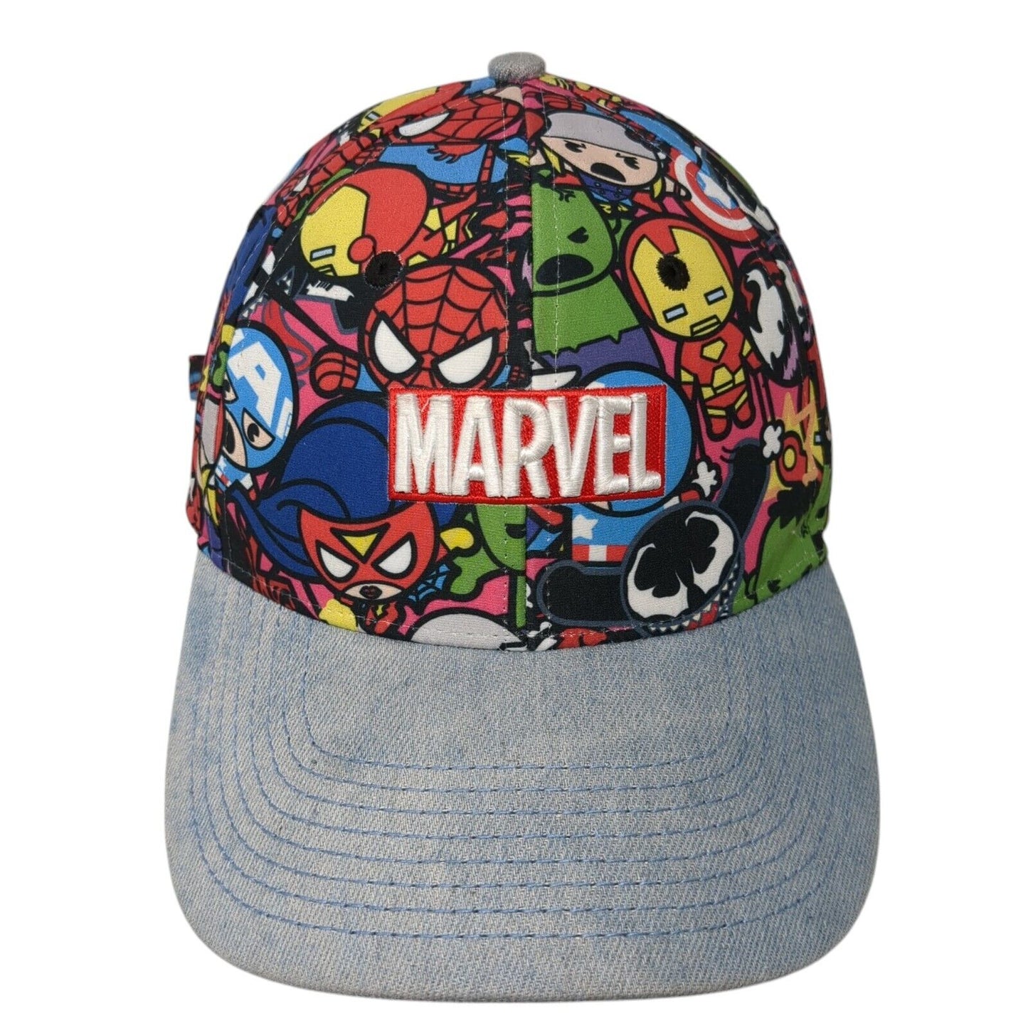 Marvel Slideback Hat Multicolor One Size Adjyustable Chibis Characters 6 Panel