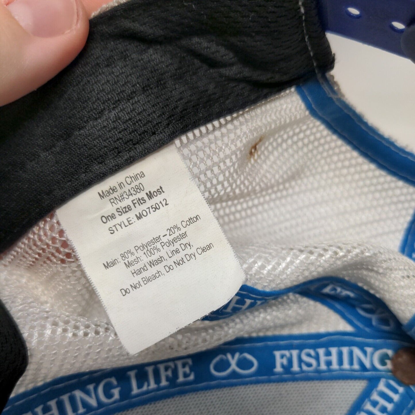 Fishing Life Snapback Mesh Back Trucker Hat Blue OSFM Colorblock