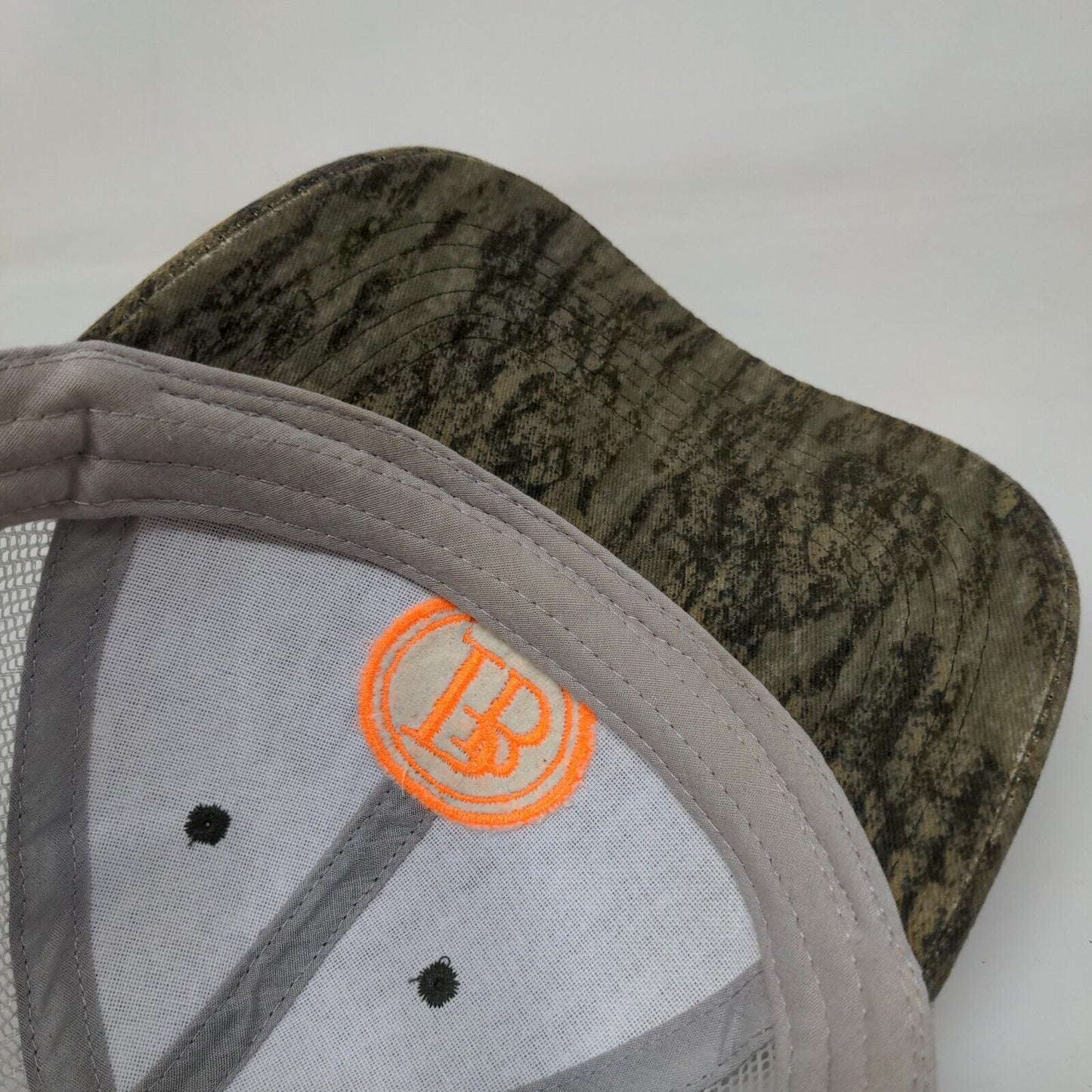 PB Mossy Oak Bottom Land Strapback Trucker Hat Camouflage One Size Mesh Back