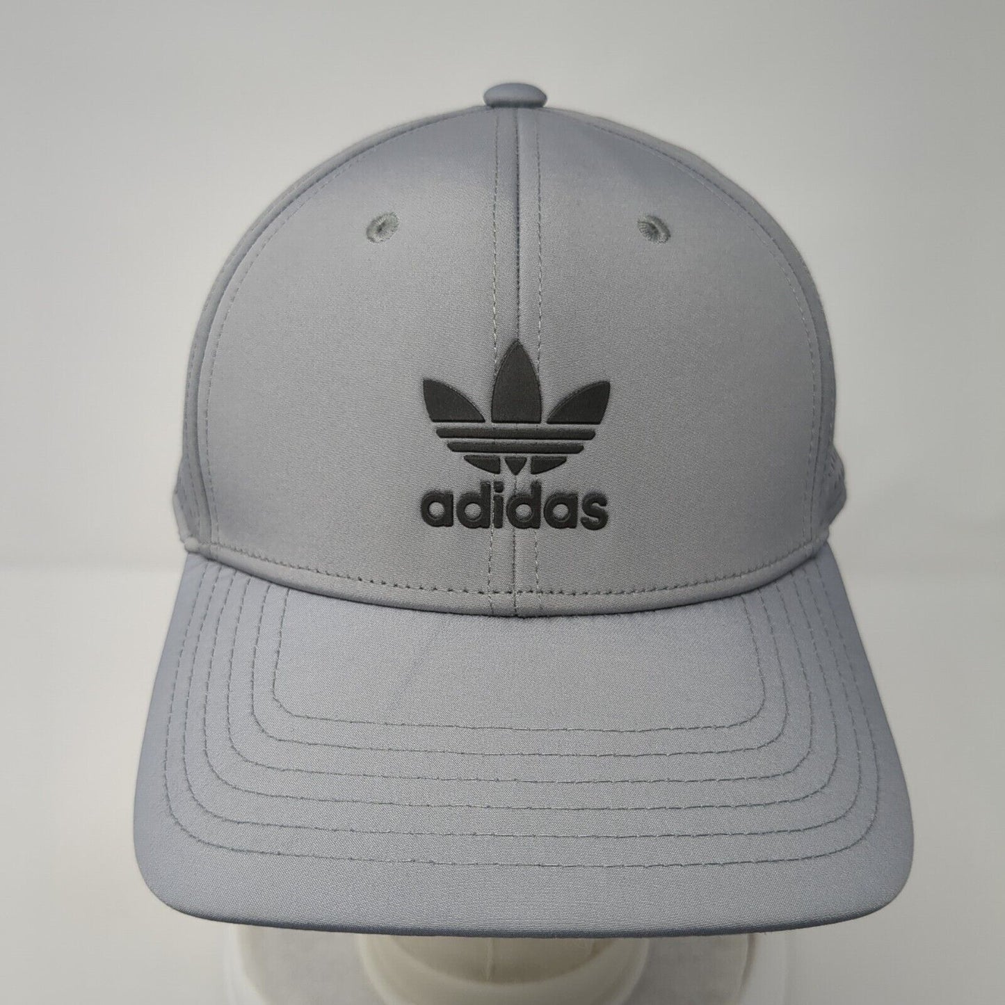 Adidas Trefoil Snapback Hat Gray One Size Solid Adjustable Perforated