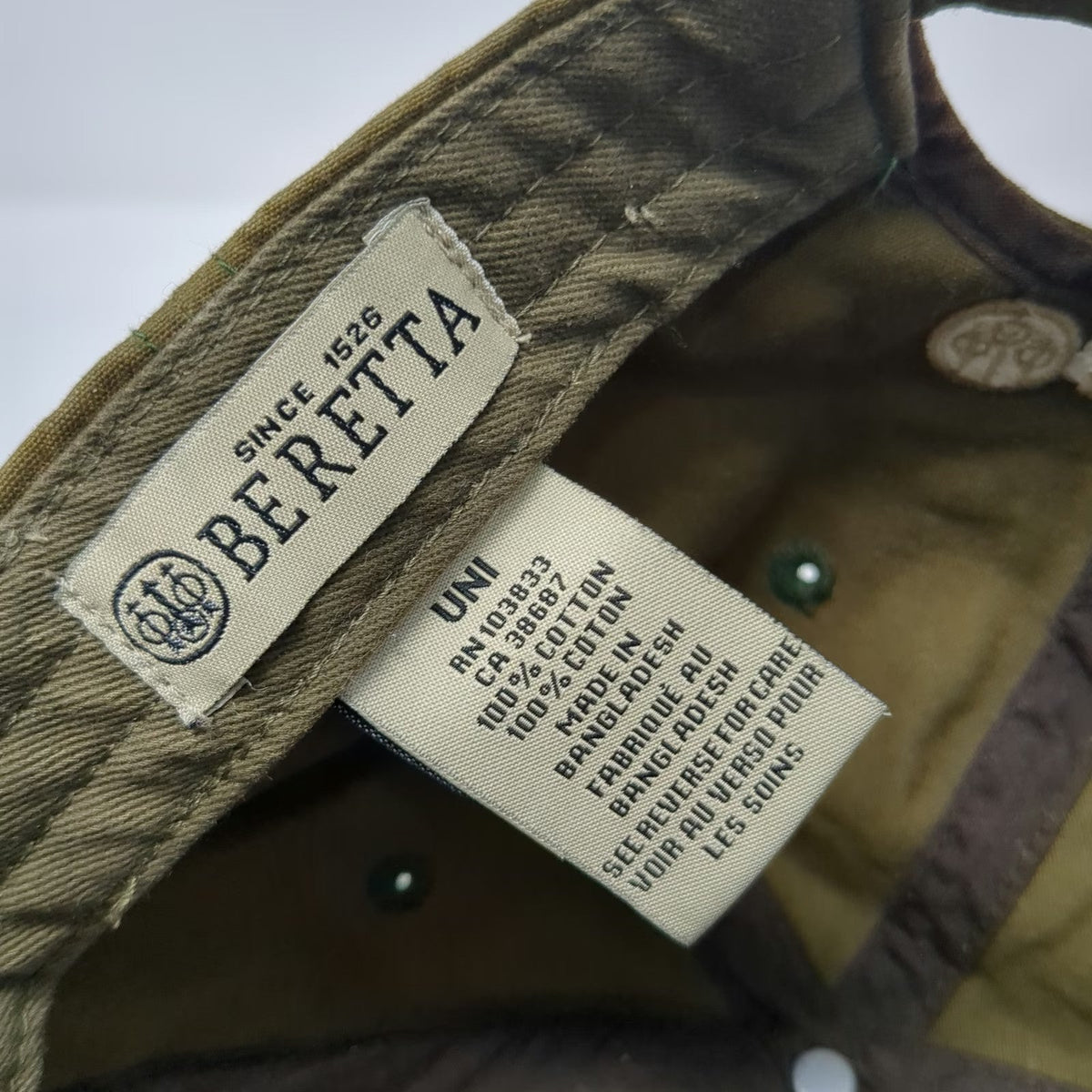 Beretta Baseball Cap Green One Size Embroidered Logo Cotton Canvas Slideback Hat