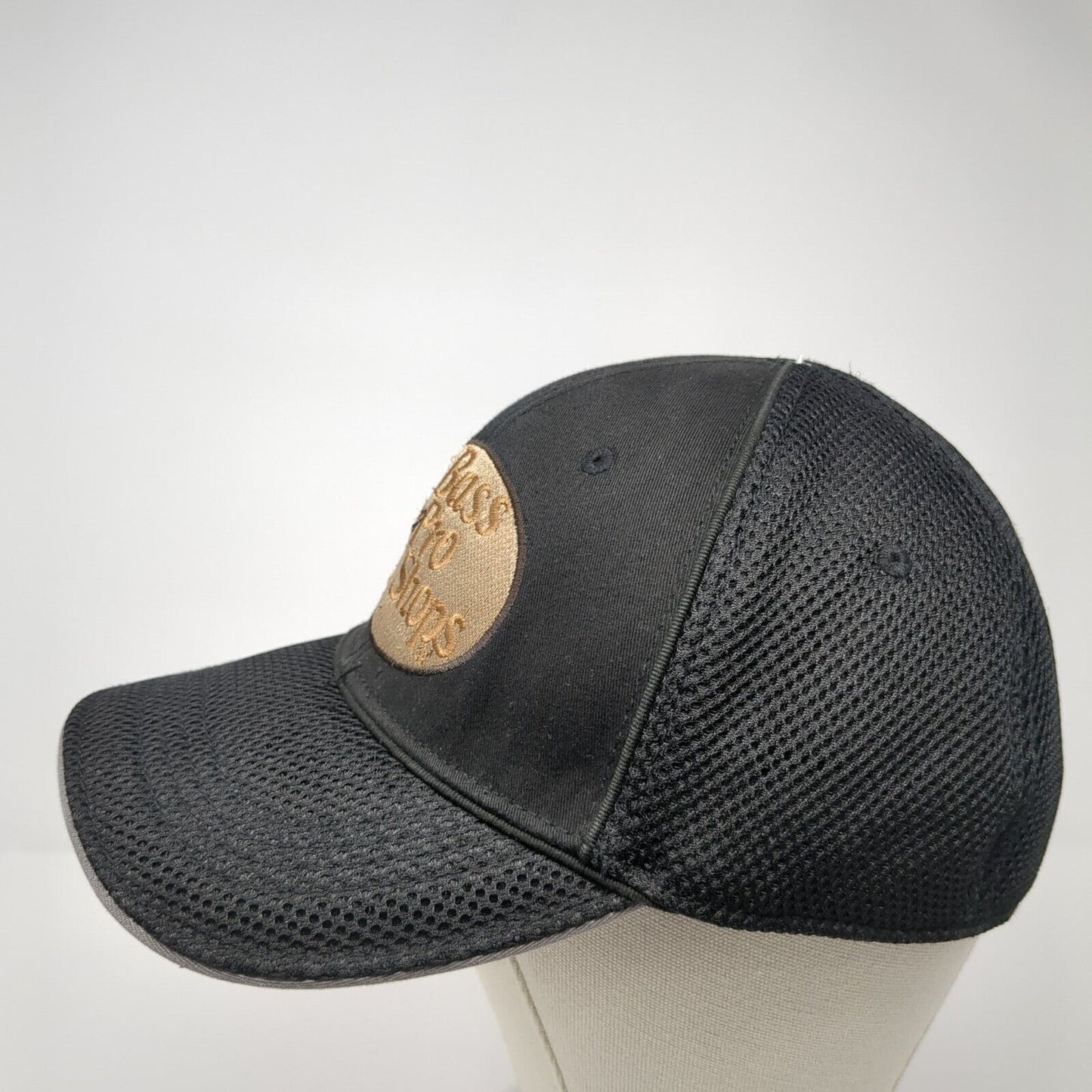 Bass Pro Shops Fitted Trucker Hat Black One Size Proflex Mesh Back Outdoor Cap