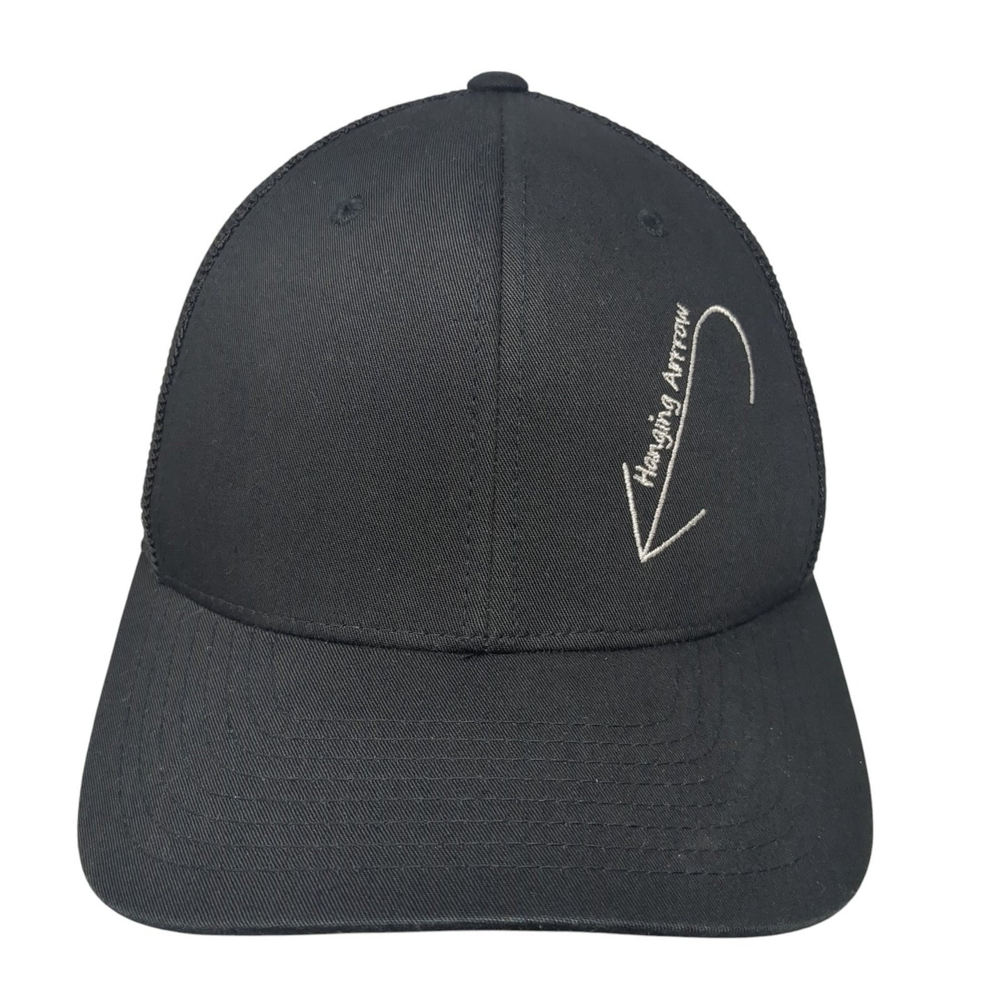 Hanging Arrow Fitted Trucker Hat Black Medium Lightweight 6 Panel Port Authority
