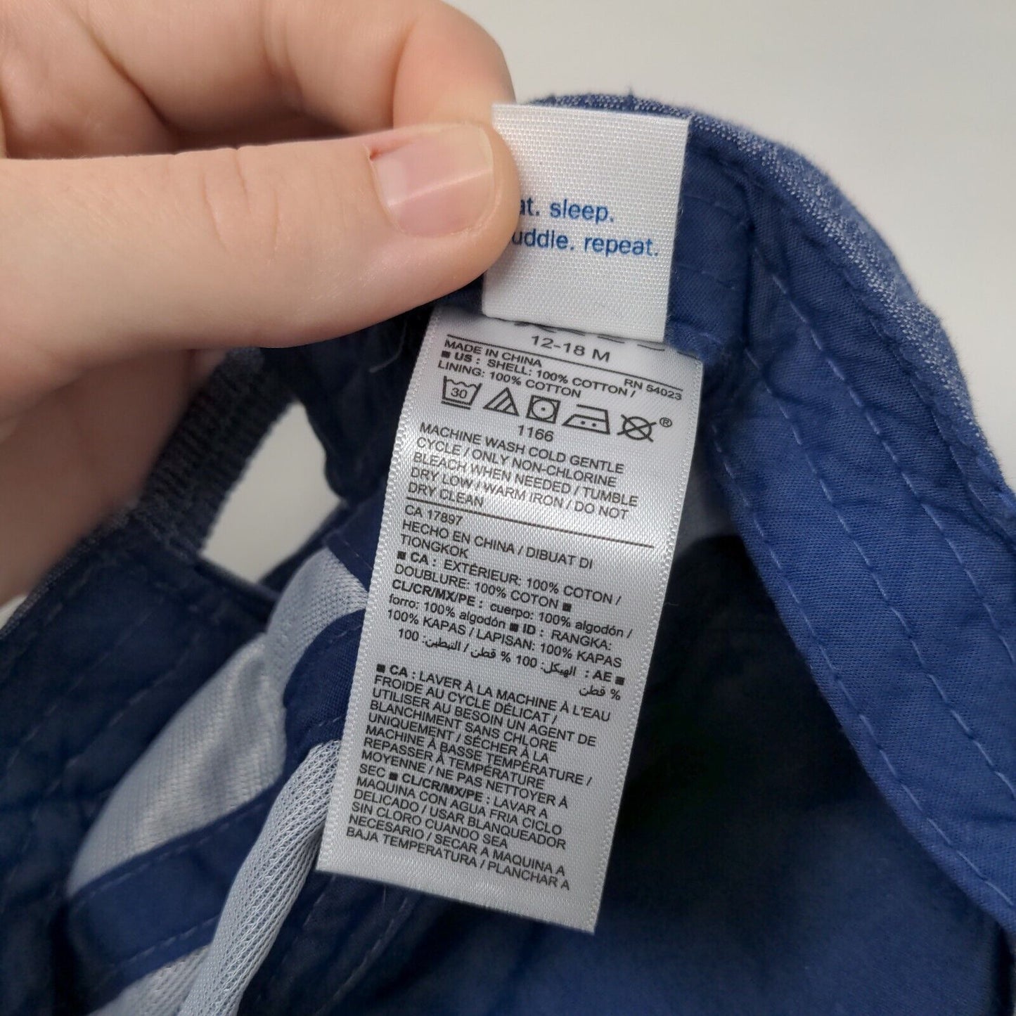 Old Navy Baby Stretch Strapback Hat Blue 12-18 Months Vented Holes Blank Cotton