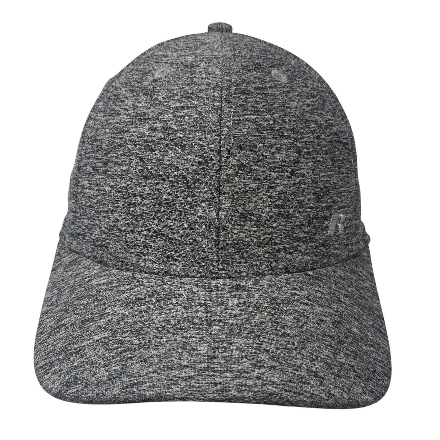 Russell Fitted Hat Gray Medium Embroidered Logo Stretch Vent Holes