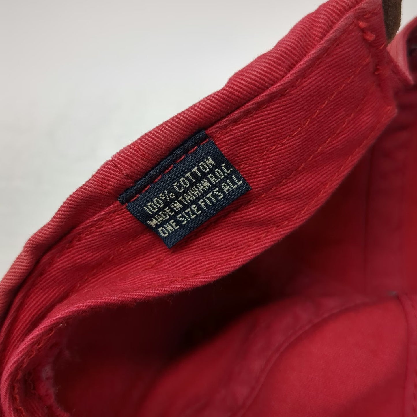 American Eagle AE Performance Red Baseball Cap Leather Strap Fire Dept Vintage