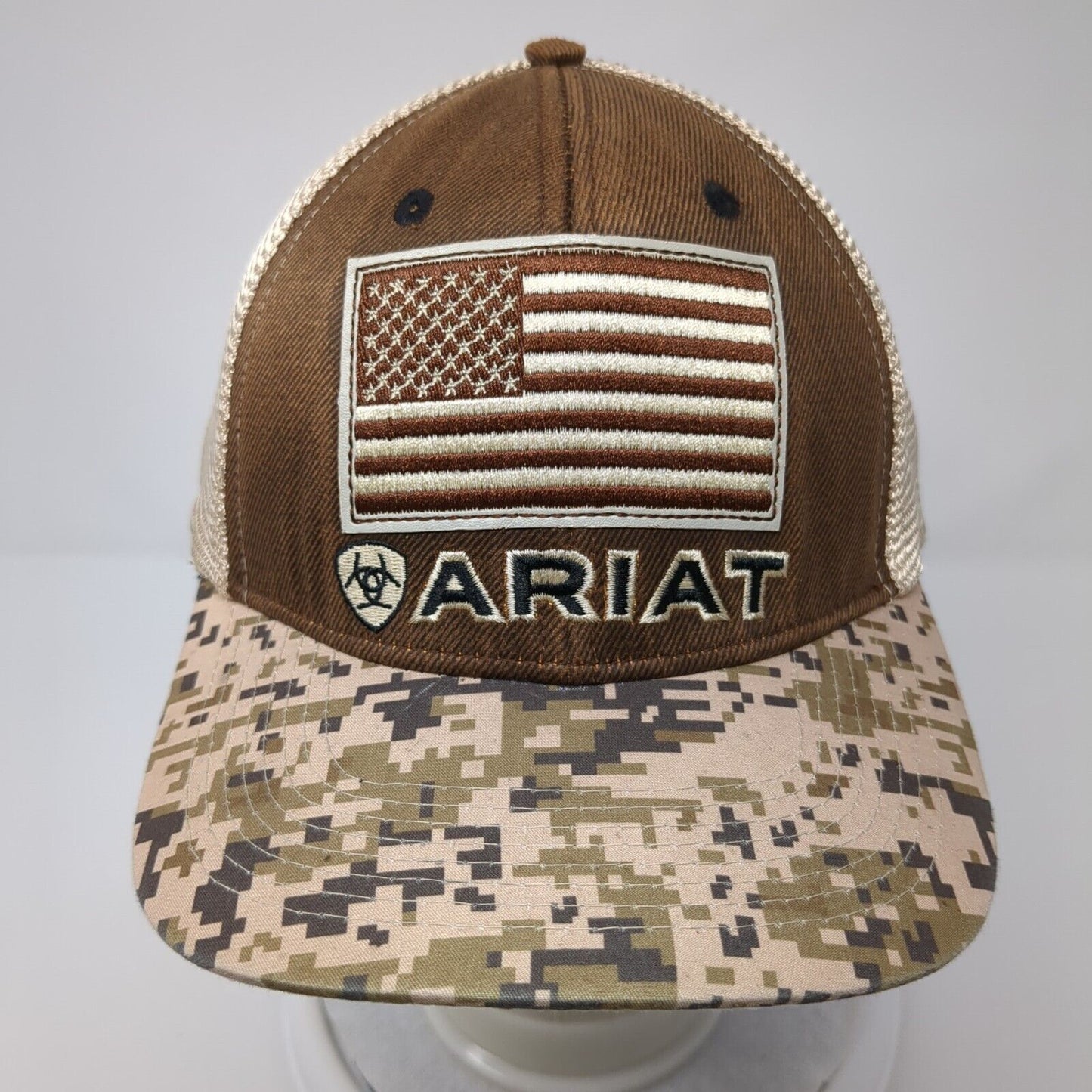 Ariat American Flag Snapback Trucker Hat Camouflage OS Adjustable Patriotic