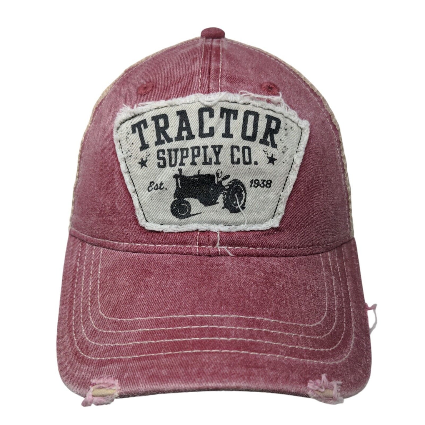 Tractor Supply Co. Snapback Trucker Hat Red OSFM Mesh Back 6 Panel Distressed
