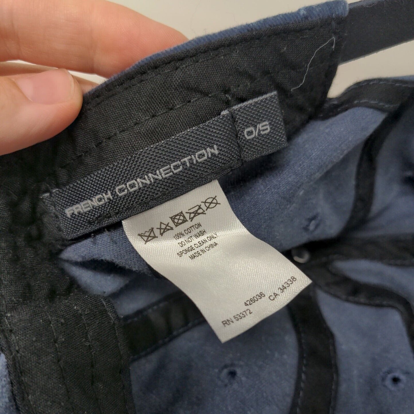 French Connection Est. 1972 Slideback Hat Blue One Size Adjustable Denim Cotton