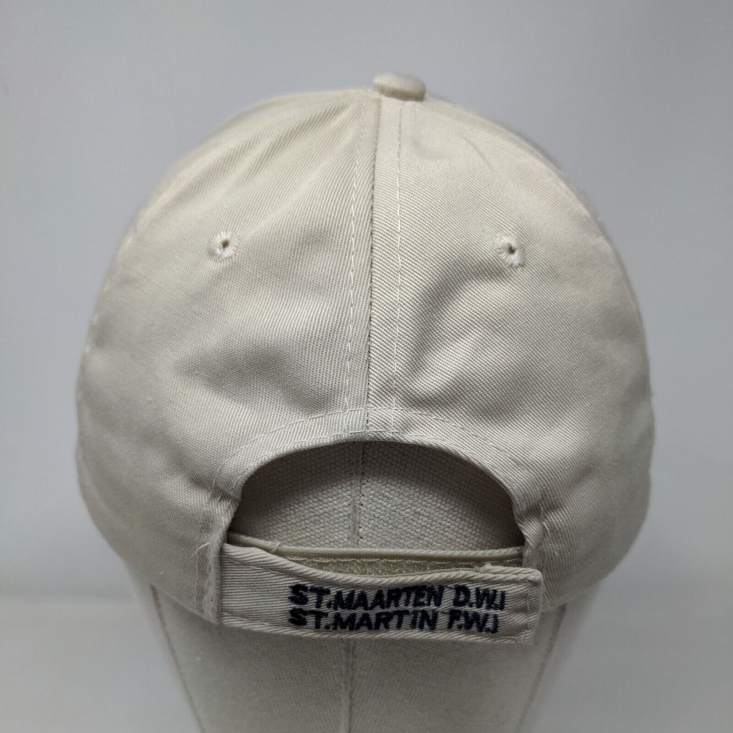 St. Maarten The Friendly Island Strapback Hat Tan OSFA Embroidered