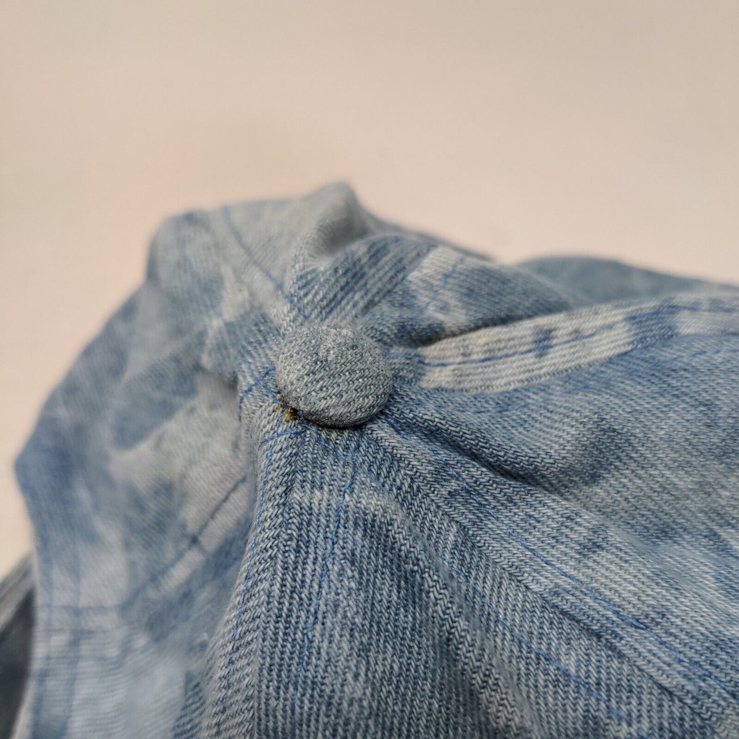 Unbranded Strapback Hat Blue One Size Adjustable Denim Tie Dye Blank 6 Panel