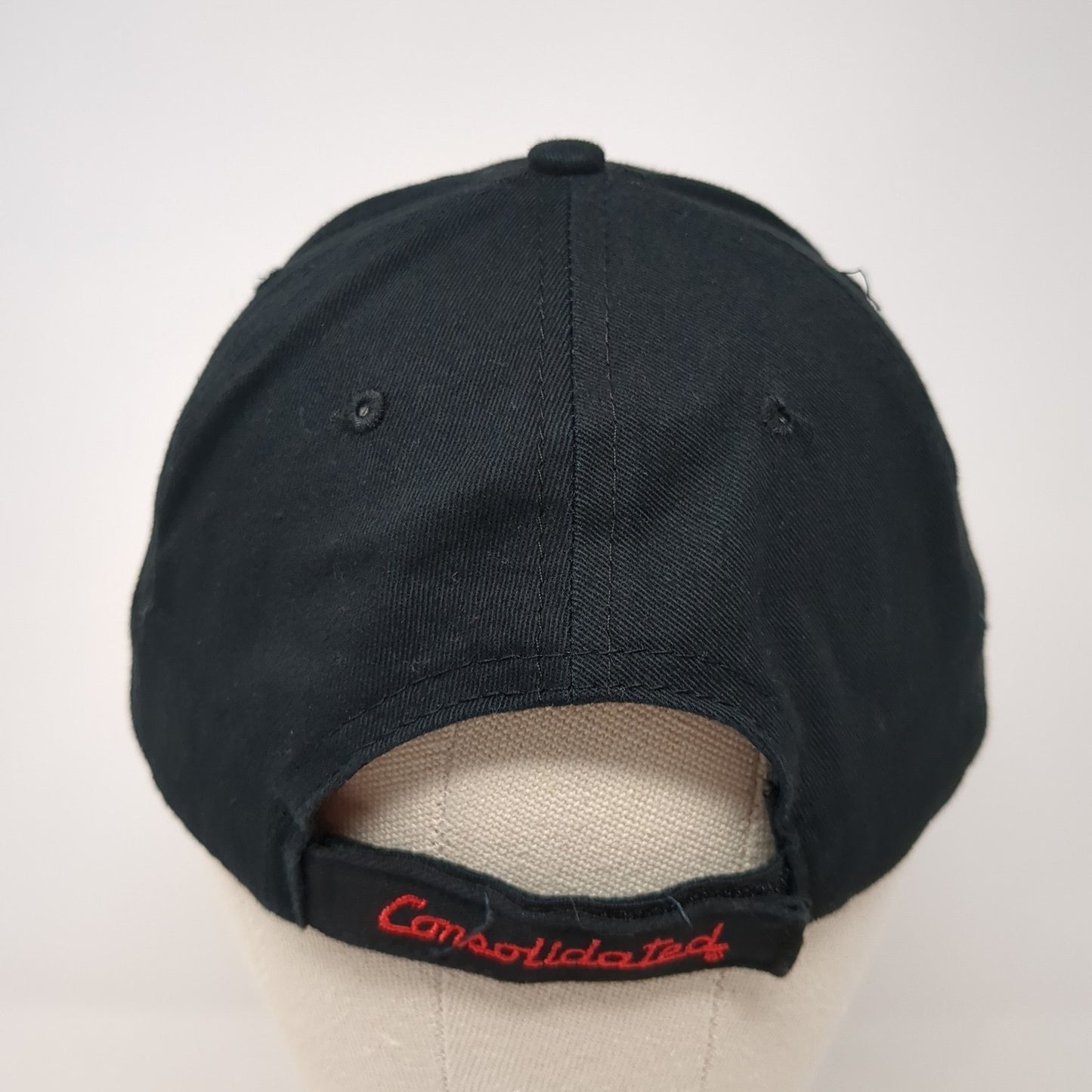 Consolidated Strapback Hat Black One Size Adjustable Embroidered Consbrgs