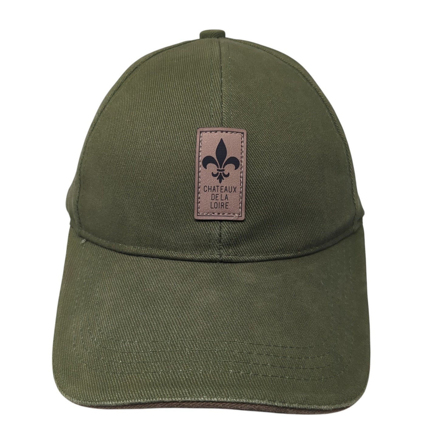 Chateaux De La Loire Slideback Hat Green One Size Solid Leather Patch