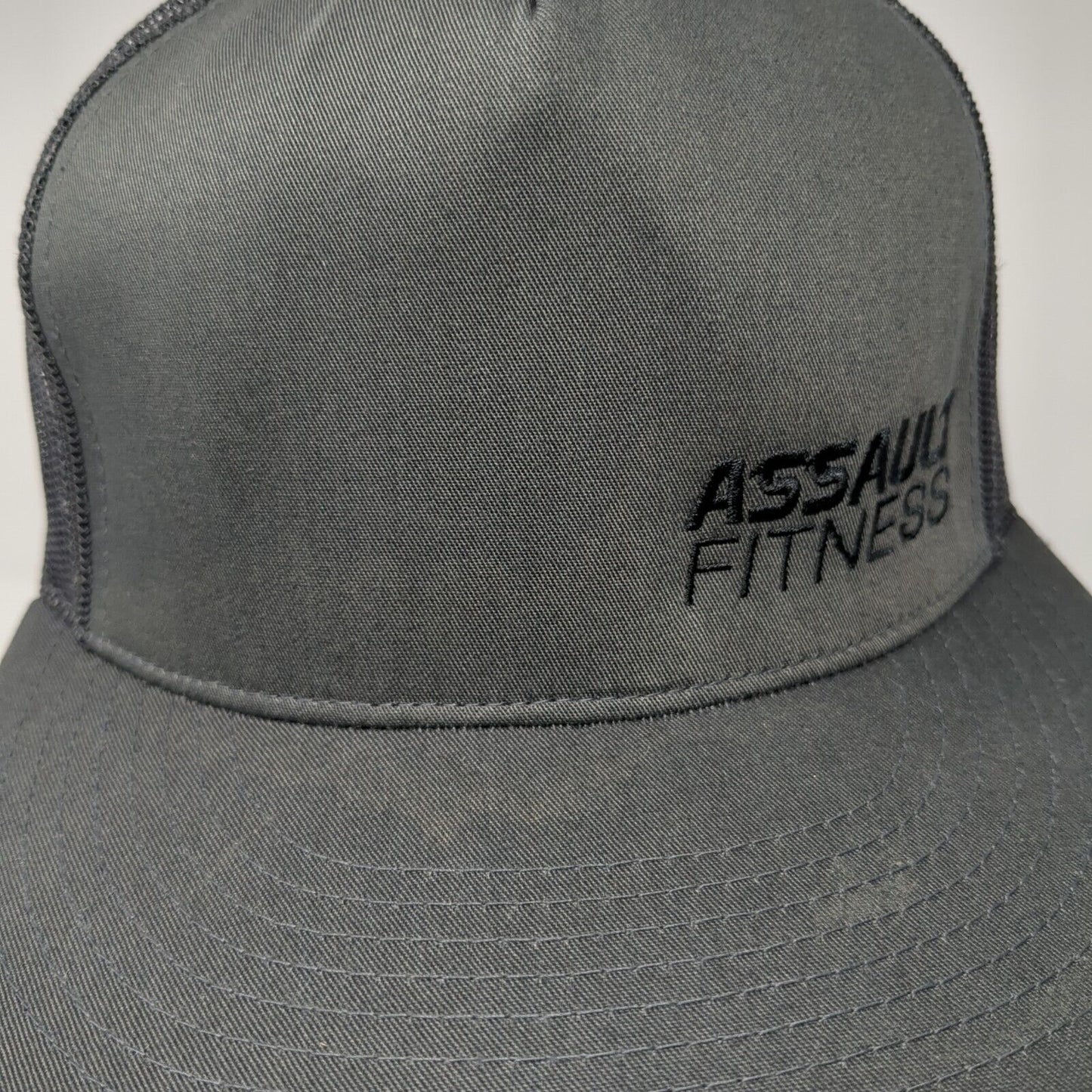 Assault Fitness Snapback Trucker Hat Gray OS Adjustable Mesh Classics Yupoong
