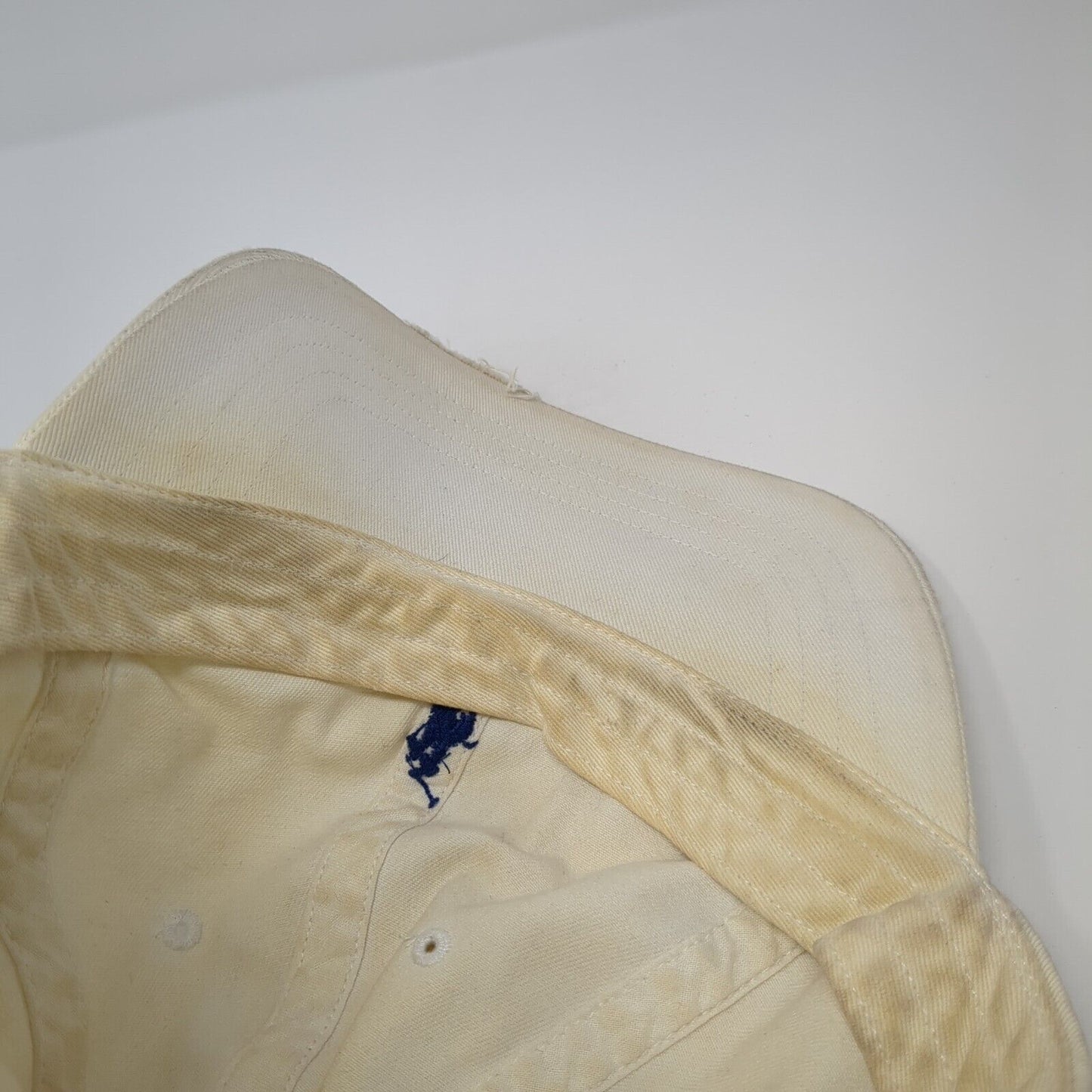 Polo Ralph Lauren Slideback Hat White OS Adjustable Embroidered Pony Distressed