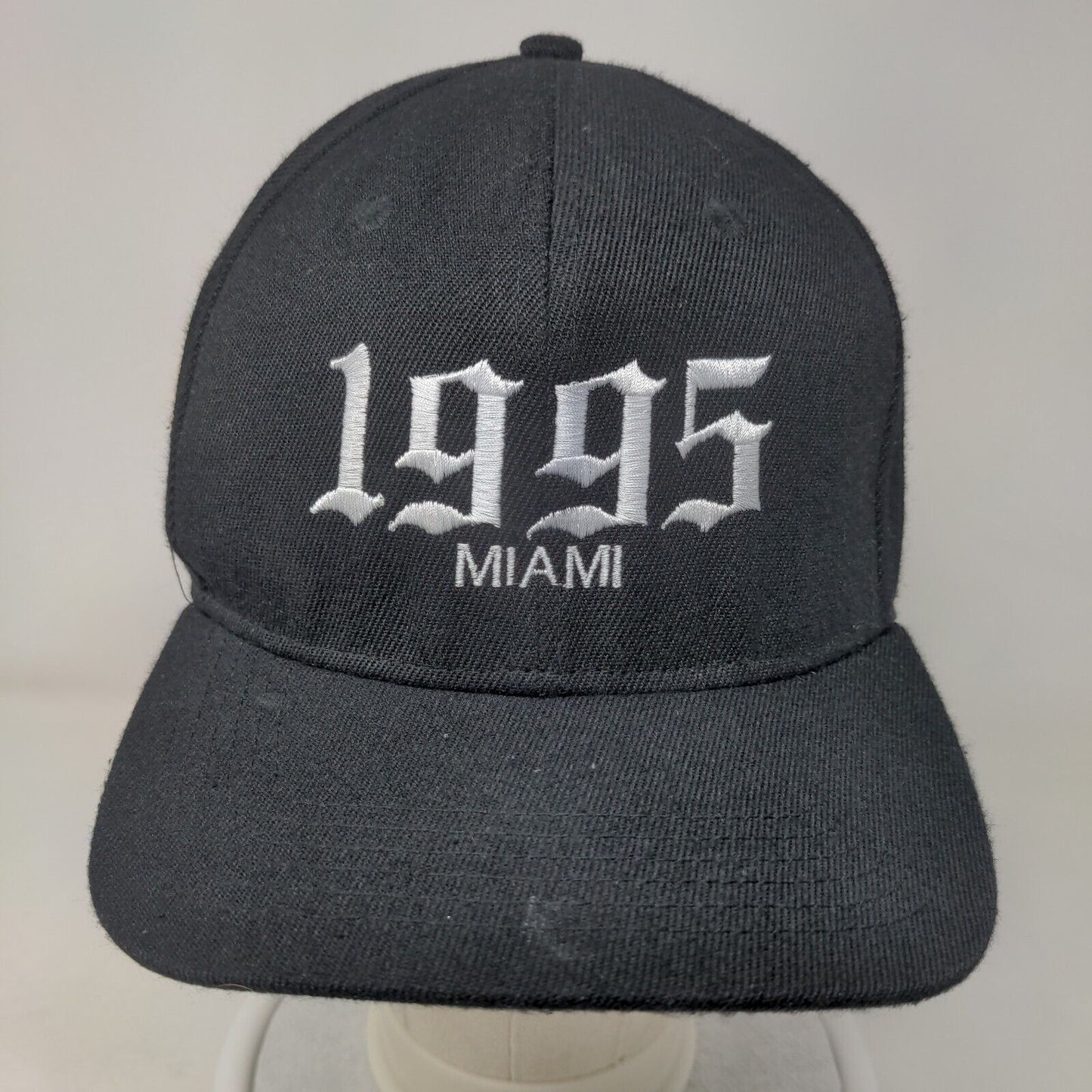 1995 Miami Snapback Hat Black One Size Embroidered Cross Adjustable