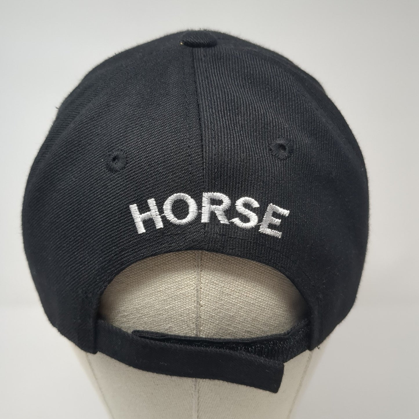 Horse Strapback Hat Black One Size Embroidered Adjustable Vent Holes