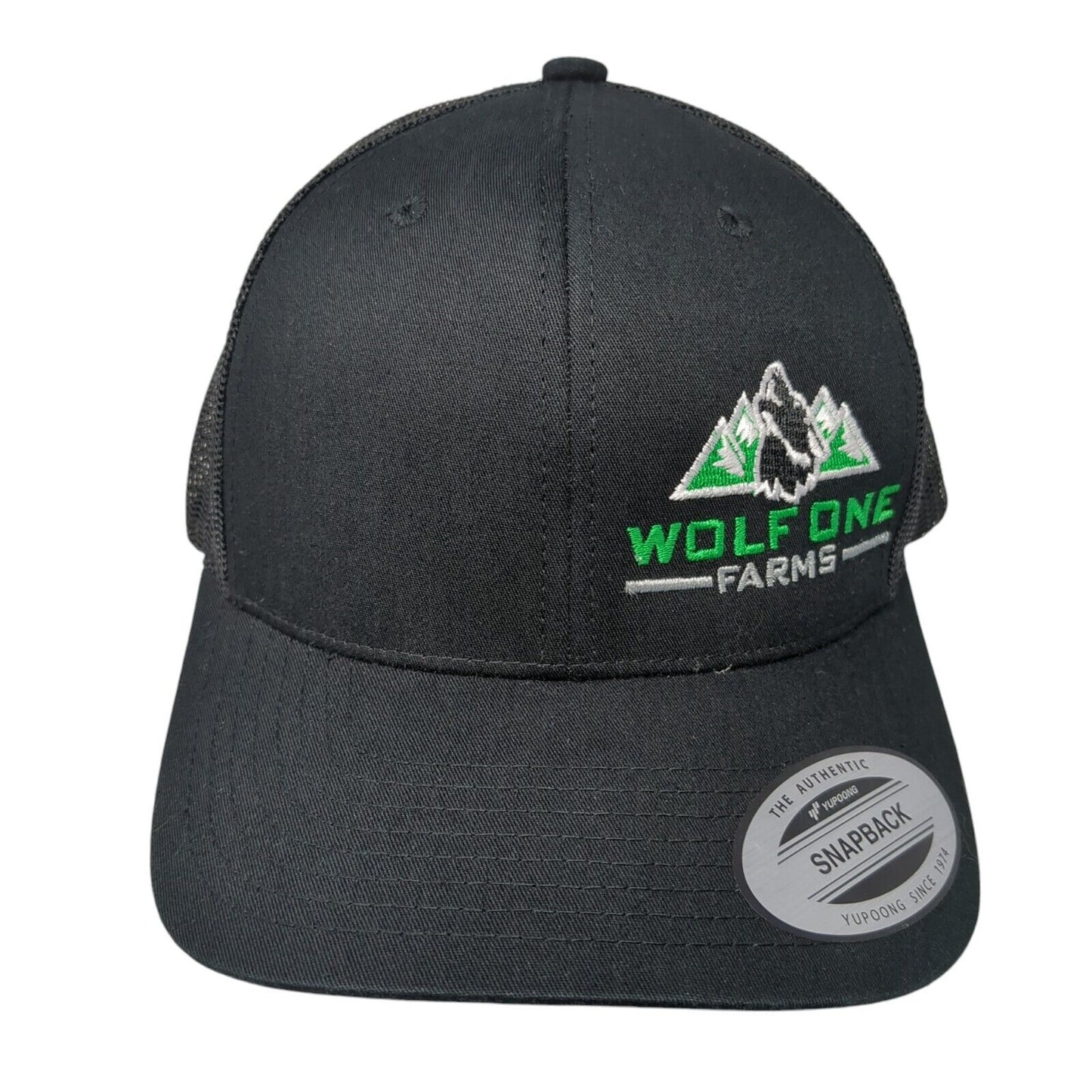 Wolf One Farms Snapback Mesh Back Trucker Hat Black One Size Yupoong