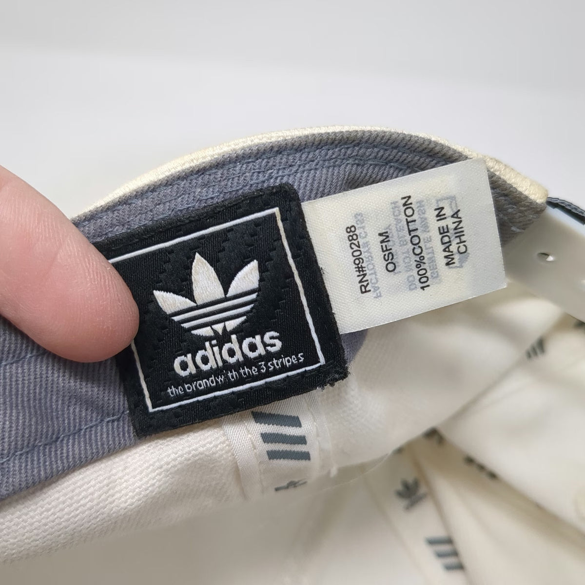 Adidas 5 Panel White Hat One Size Snapback Trefoil Logo Patch Cotton Athletic