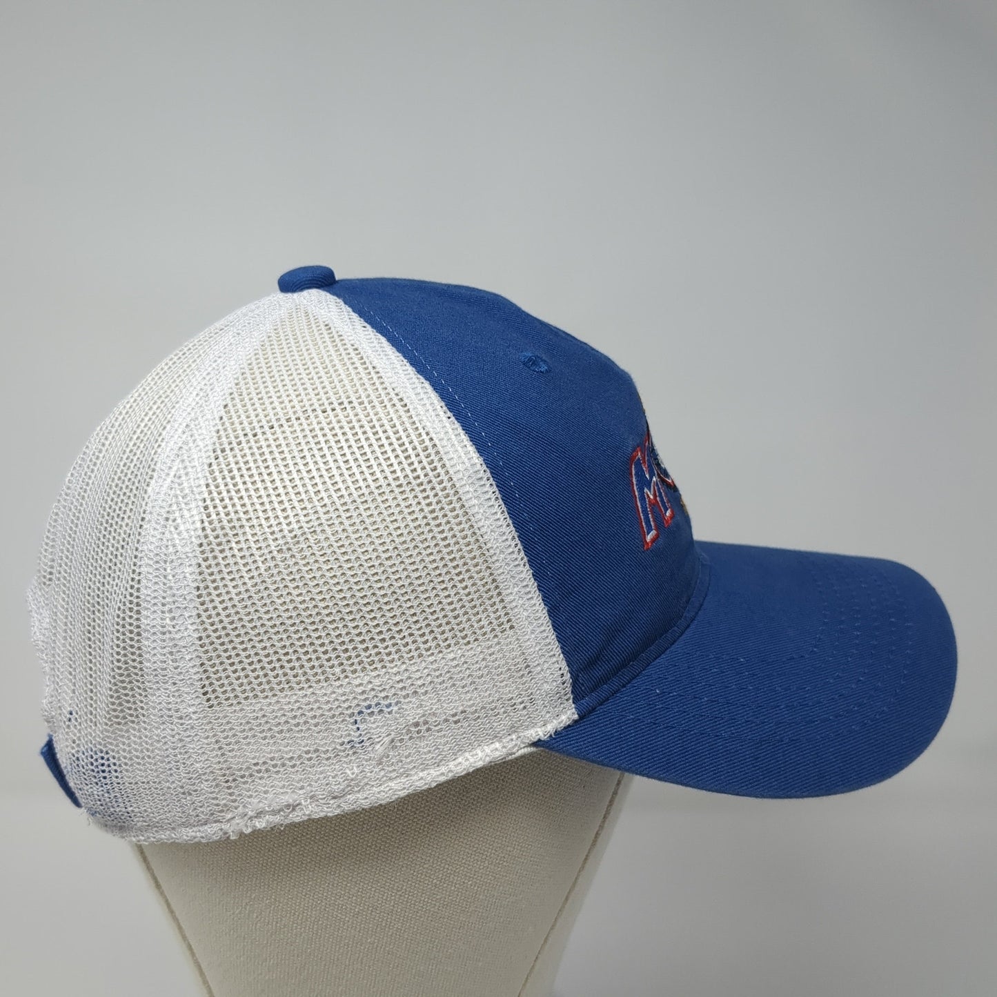 2021 More 100% Strapback Trucker Hat Blue OS Adjustable Mesh Back Outdoor Cap
