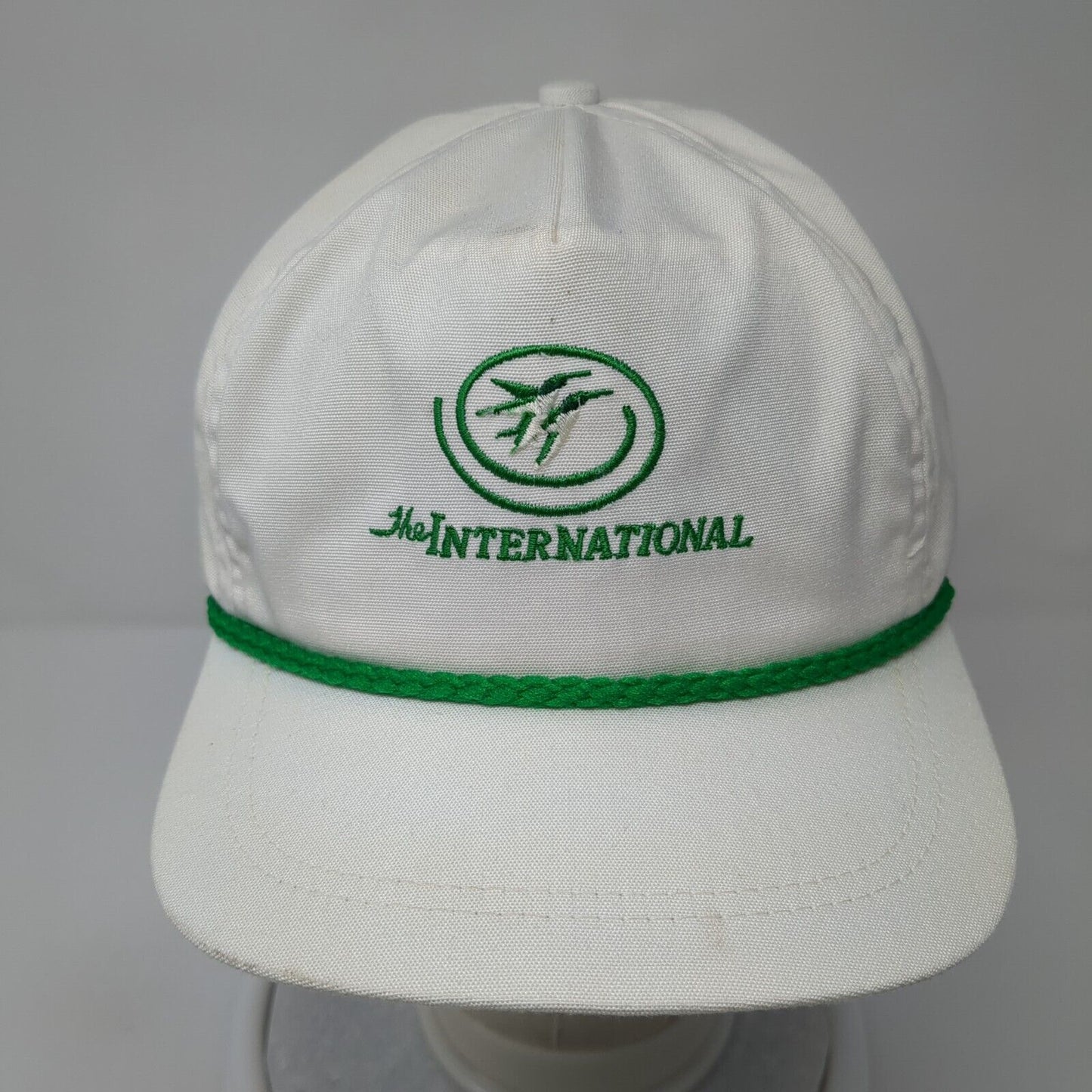 The International Slideback Hat White OS Adjustable Embroidered Rope Imperial