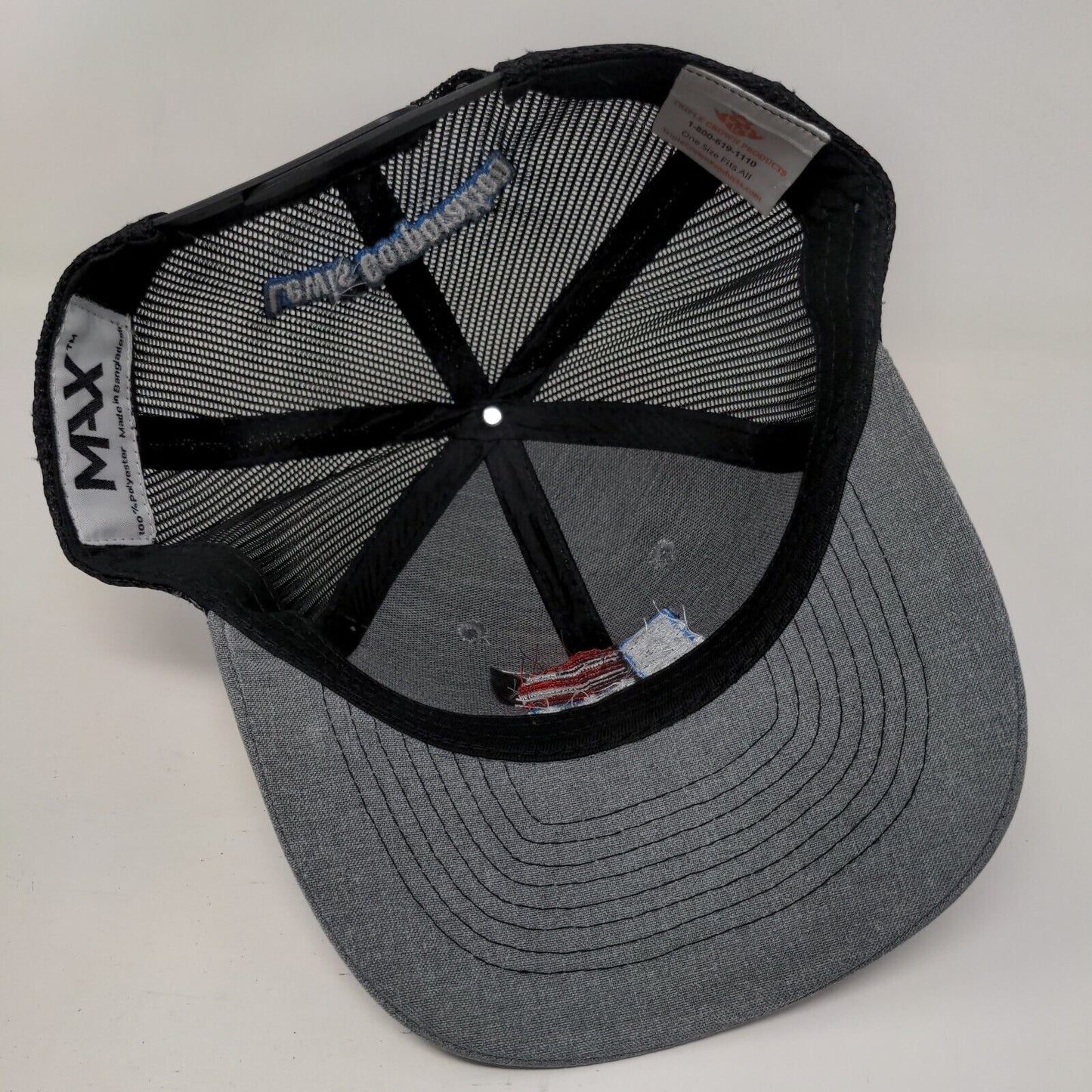American Flag Lewis Corporation Snapback Trucker Hat Gray OSFA Patriotic MAX