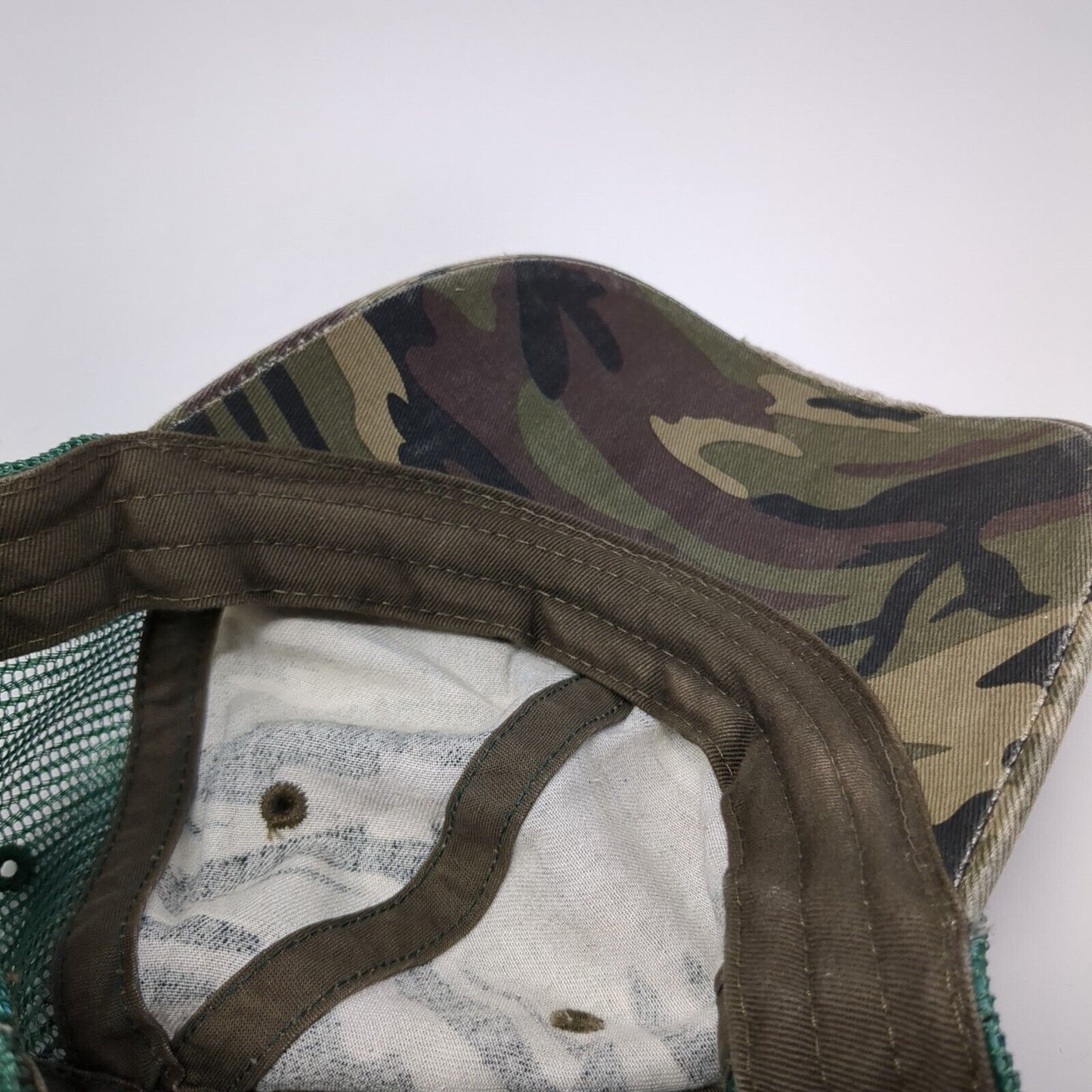 Bass Pros Shops Slideback Trucker Hat Camo OS Adjustable Distressed Mesh Back