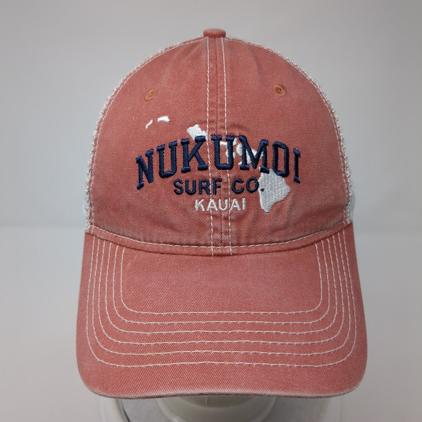 Nukumoi Surf Co. Kauia Strapback Trucker Hat Red OS Adjustable Extreme Fit Ahead