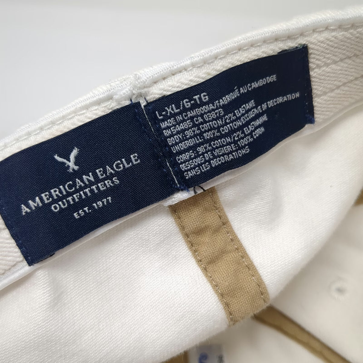 American Eagle Outfitters Baseball Cap White XL Fitted Red Underbill Logo Hat