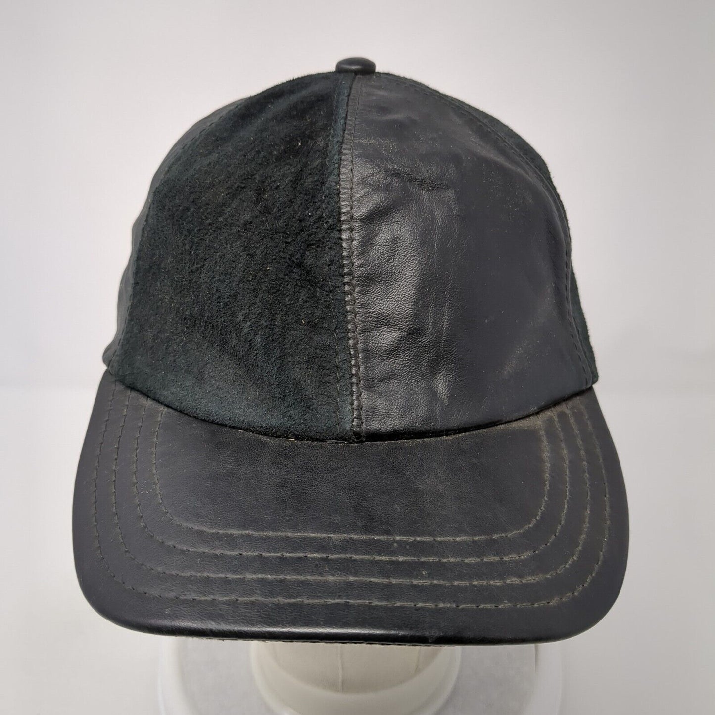 Unbranded Slideback Hat Black One Size Adjustable Genuine Leather Blank