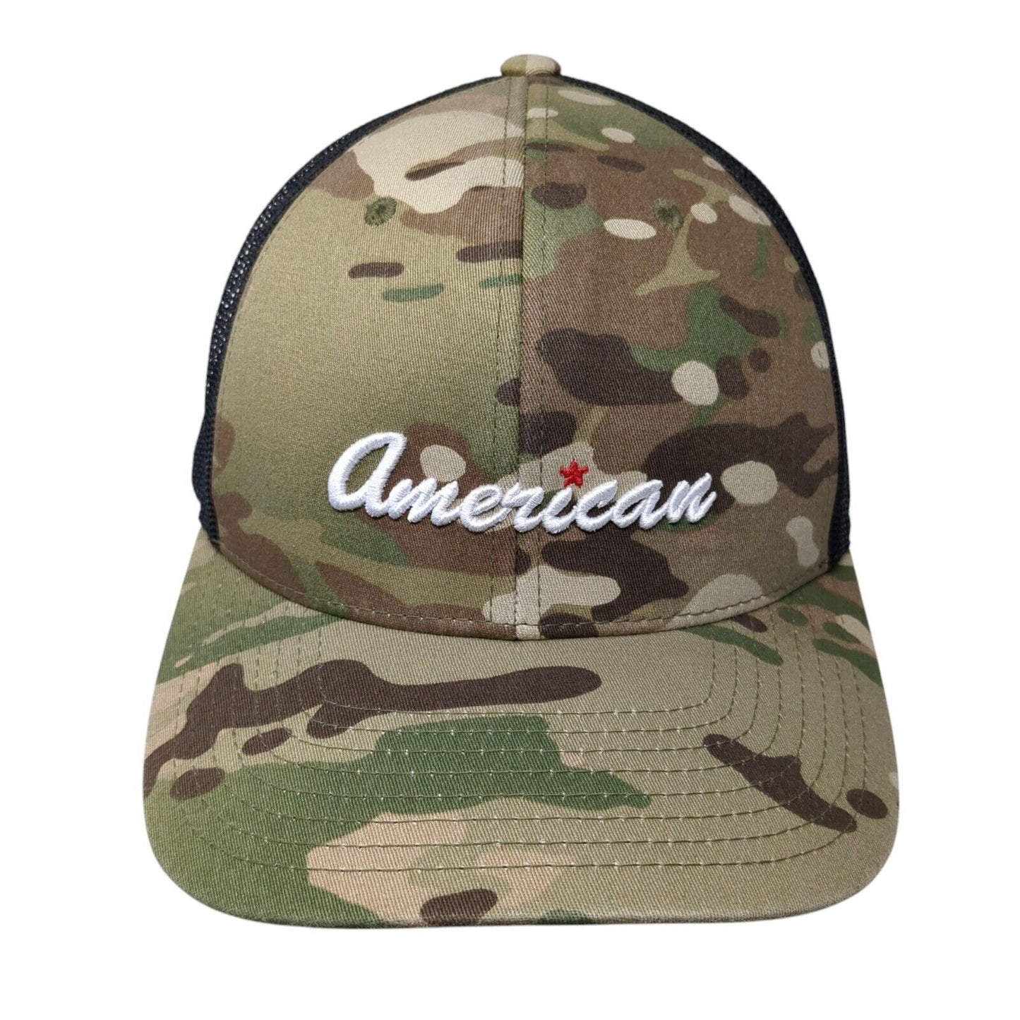 American Snapback Mesh Back Trucker Hat Camouflage One Size Sport-Tek