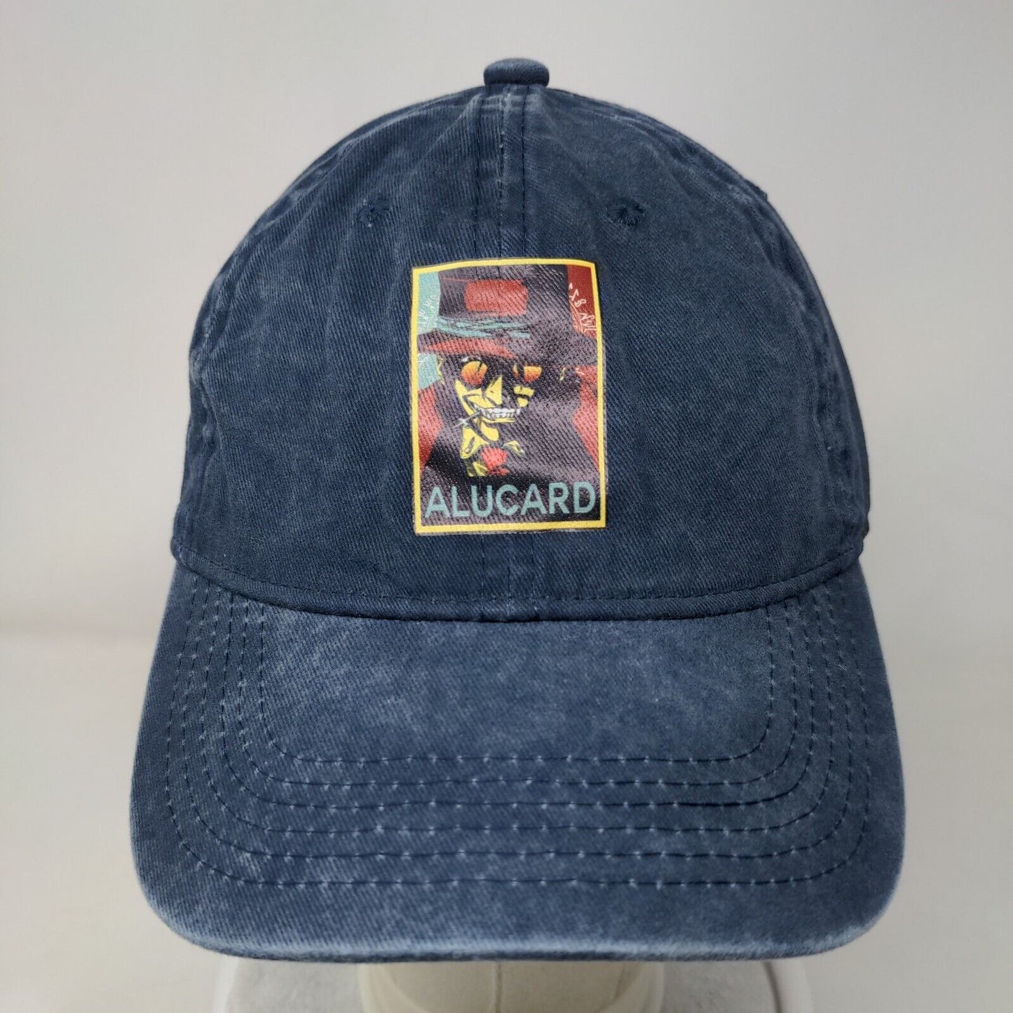 Alucard Slideback Hat Blue One Size Adjustable Solid 6 Panel Vent Holes