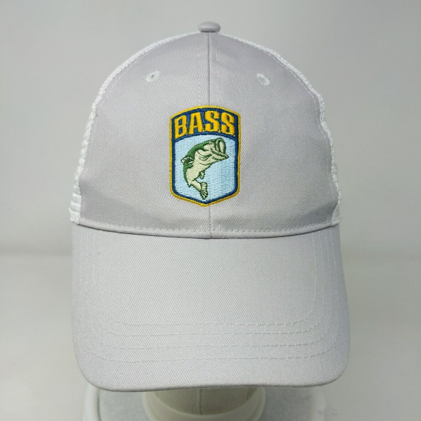 Bass Strapback Mesh Back Trucker Hat Gray One Size Embroidered Member