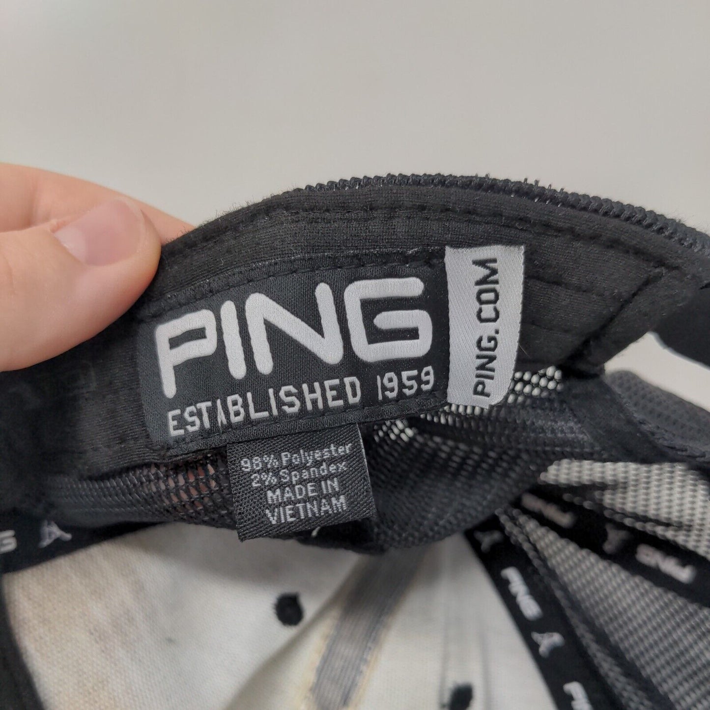 PING Patch Snapback Mesh Back Trucker Hat Black One Size Flexfit 110