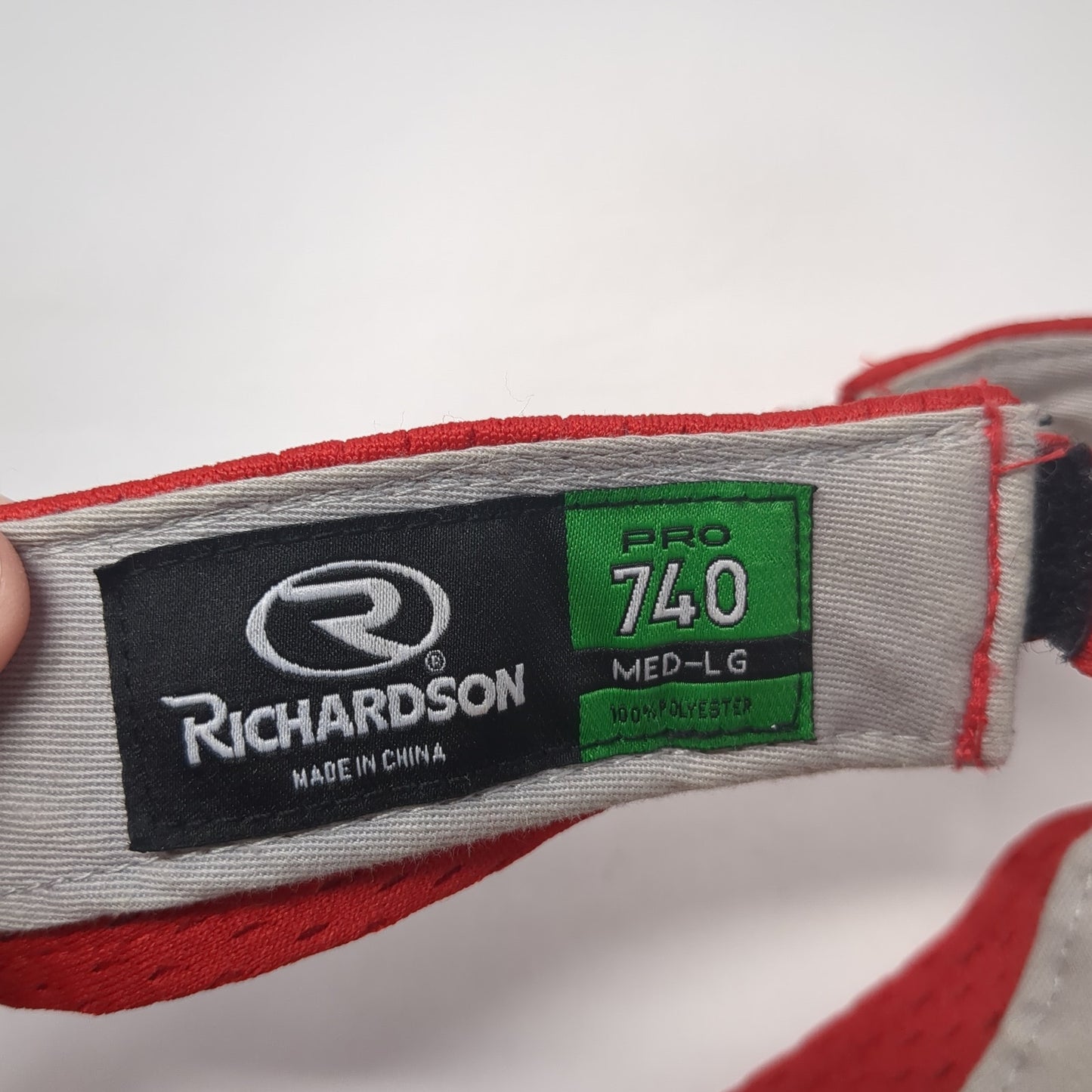 #4 Strapback Sun Visor Hat Red Large Adjustable Embroidered Richardson