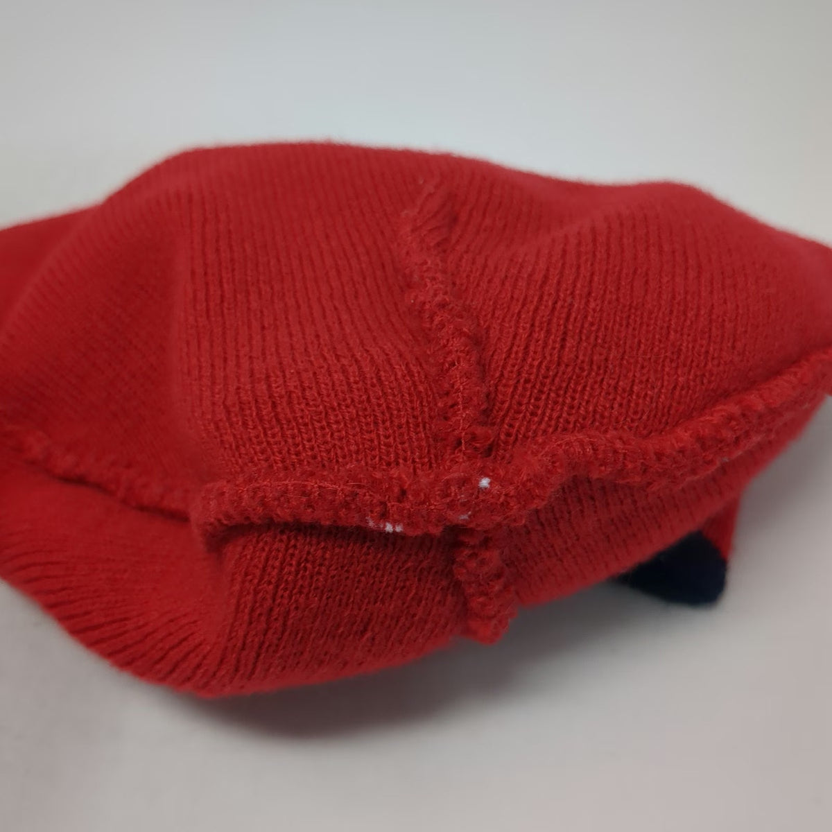 Budweiser Bowtie Logo Red One Size Beanie Hat Blue White Stripes Knit Beer