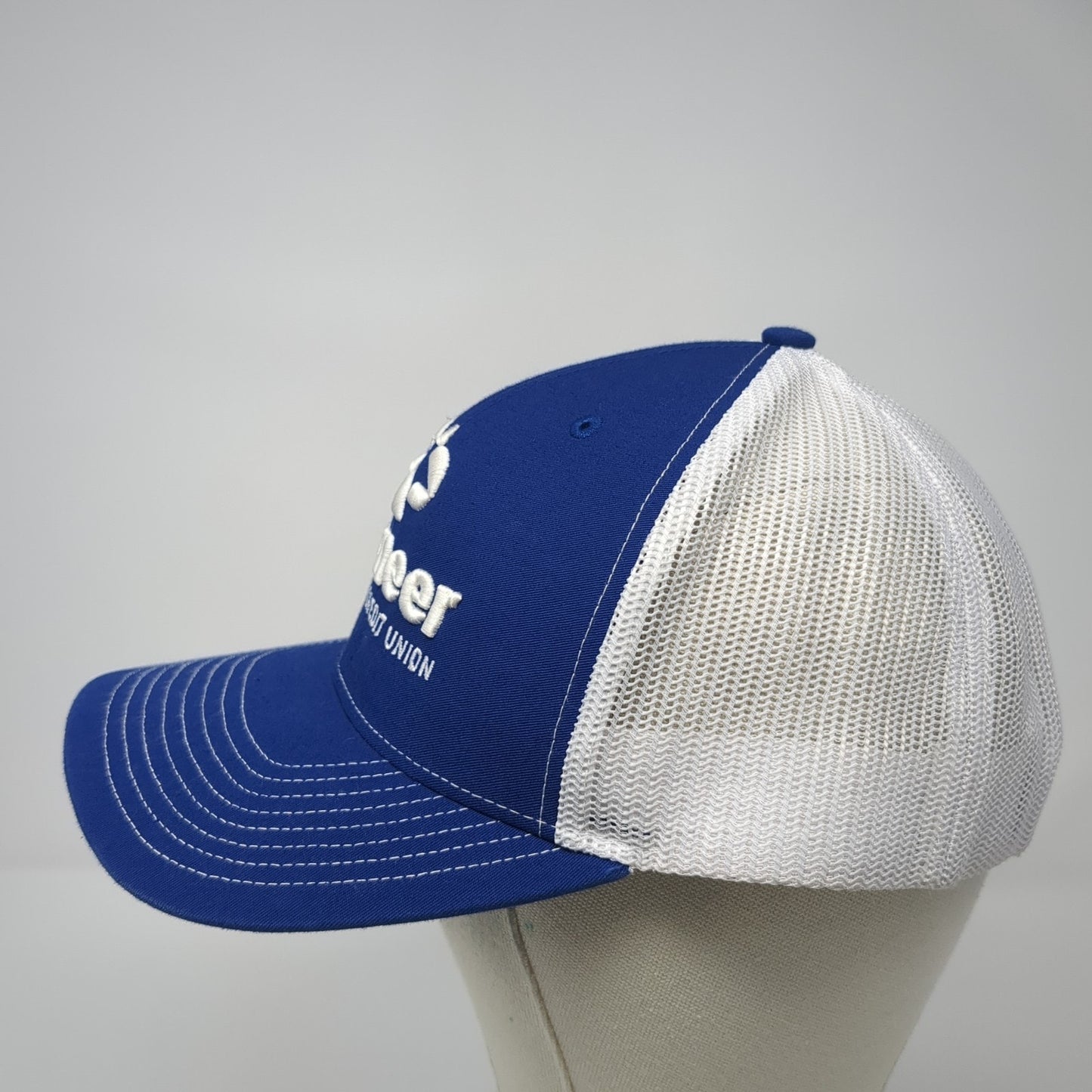 Pioneer Federal Credit Union Trucker Hat Blue OS Adjustable Mesh Back Richardson