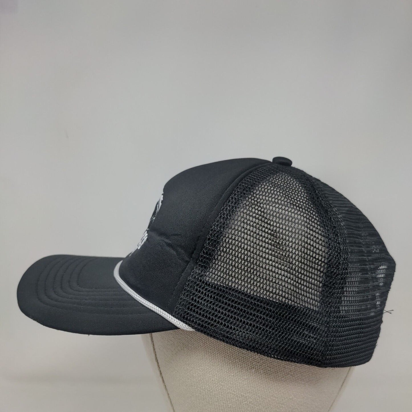 Flawless Whipz Snapback Rope Trucker Hat Black One Size Mesh Back