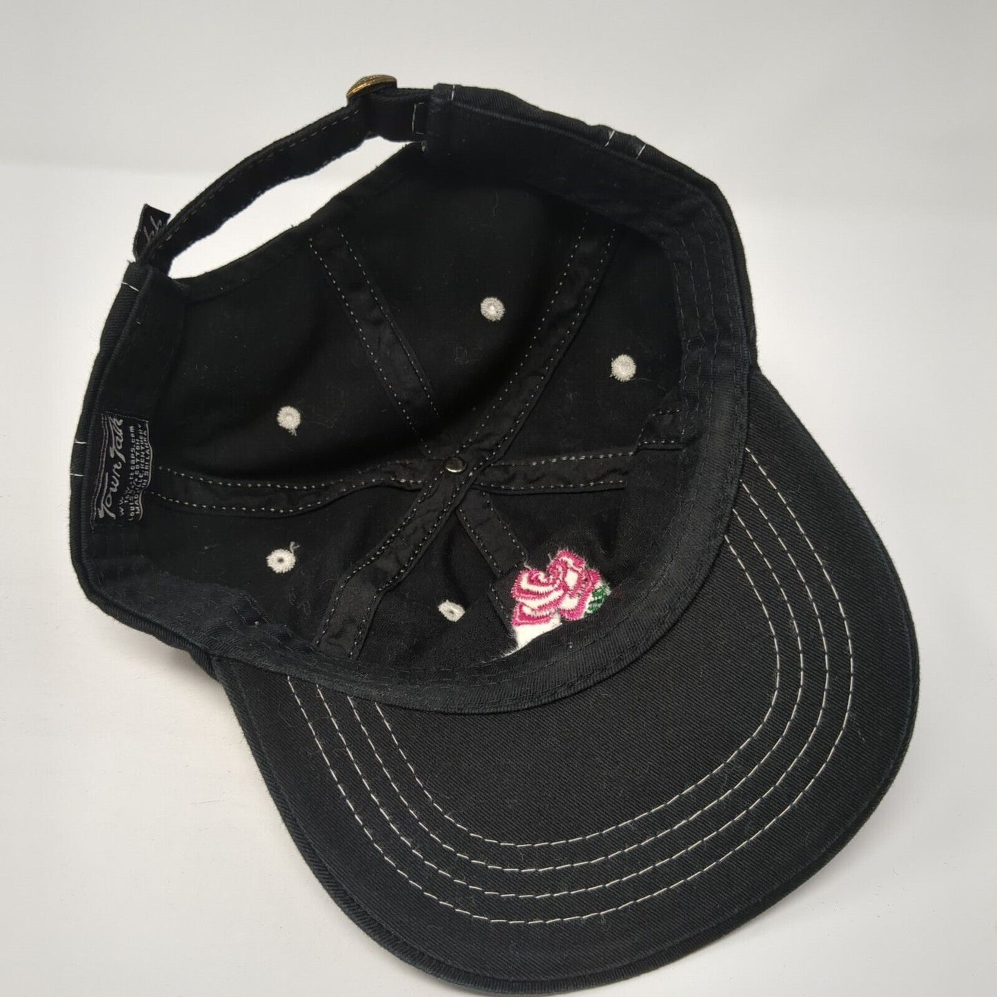 Rosedale Slideback Hat Black One Size Adjustable Embroidered Floral Town Talk