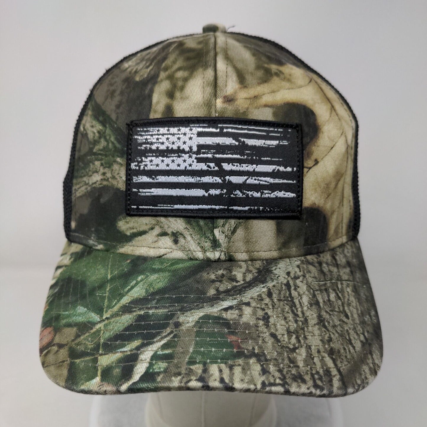 American Flag Fitted Trucker Hat Camouflage OS Mesh Back Patriotic Authentic