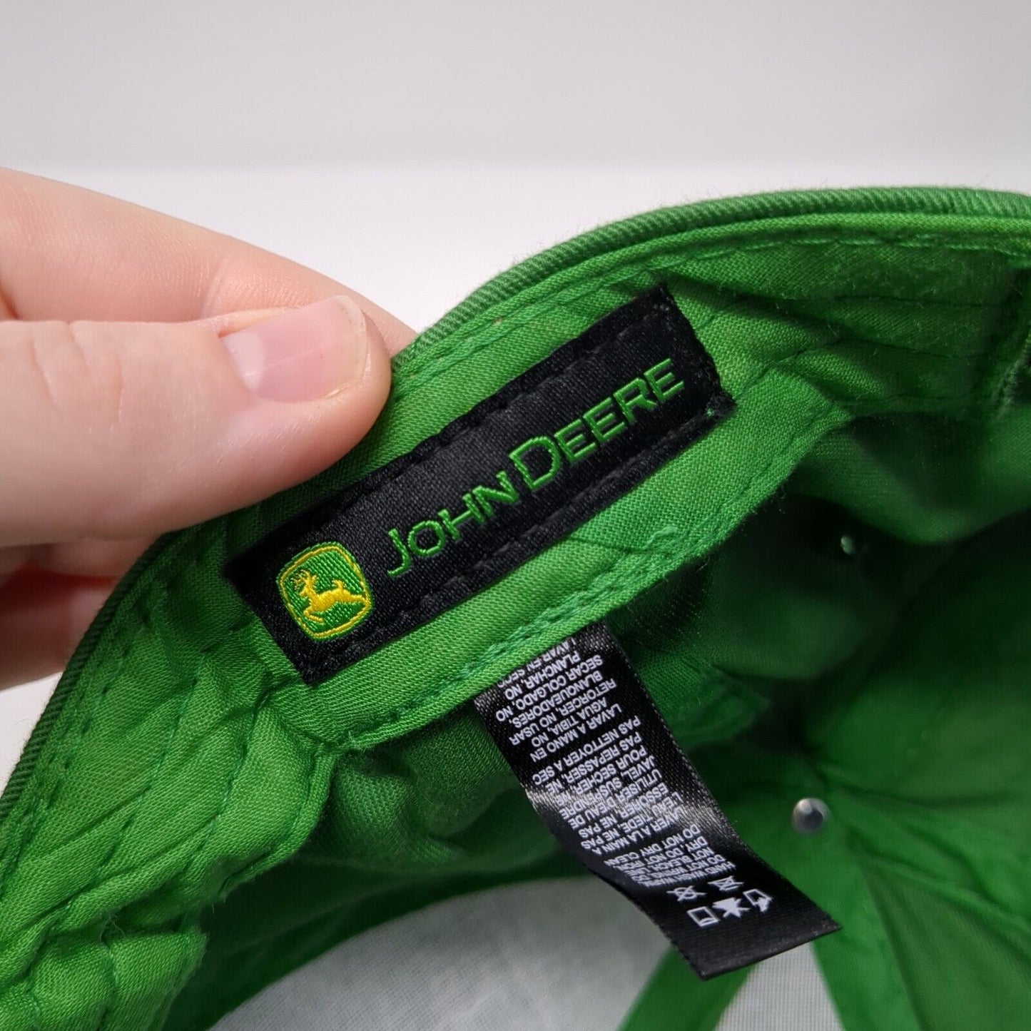 John Deere Strapback Hat Green One Size Solid Embroidered 6 Panel