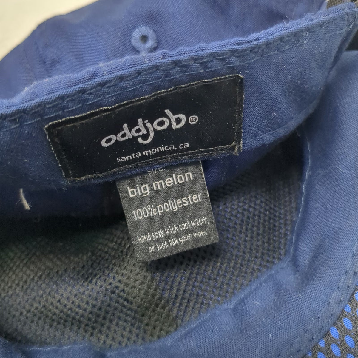 oddjob Baseball Cap Blue Green OSFM Mesh Brim Strapback Polyester Colorblock hat