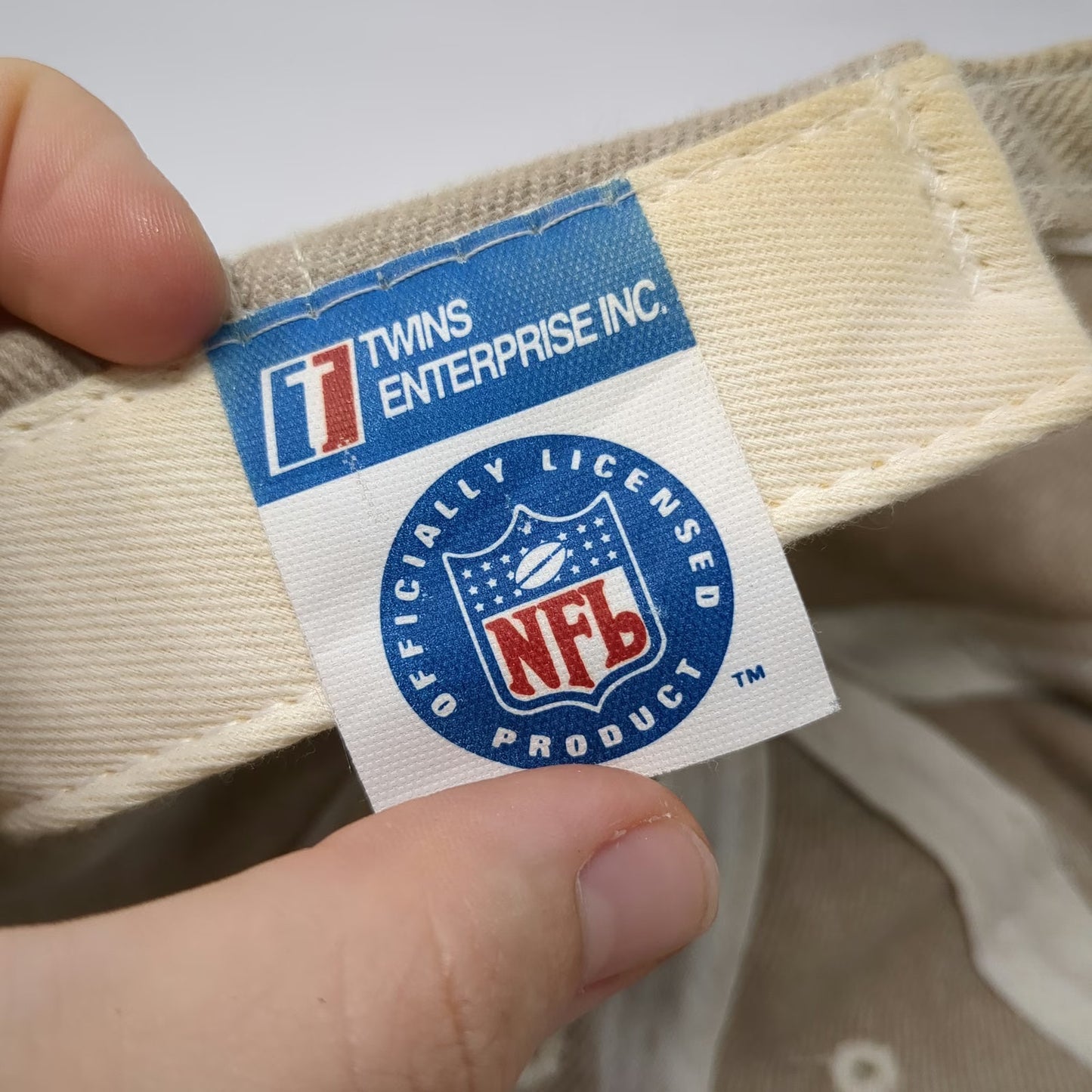 Twins Enterprise NFL Baseball Hat Beige Blue Patriots Football Weekly Vintage