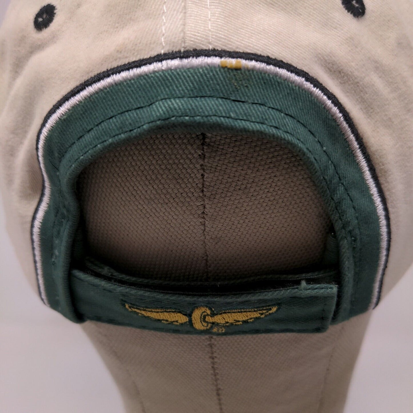 Brickyard Authentics Men's Strapback Hat Tan Green Embroidered Golf Logo