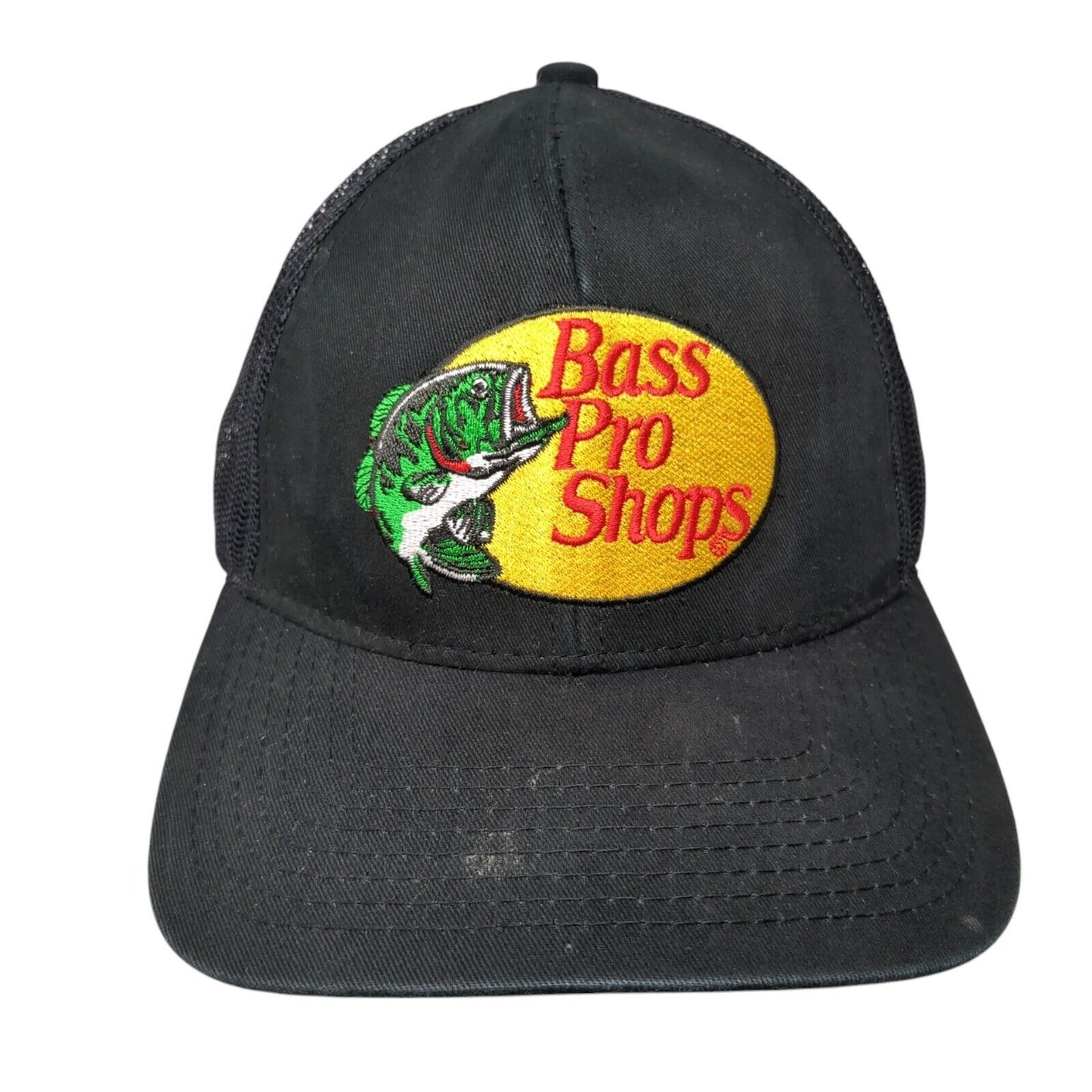 Bass Pro Shops Gone Fishing Trucker Hat Black OSFM Mesh Back Adjustable