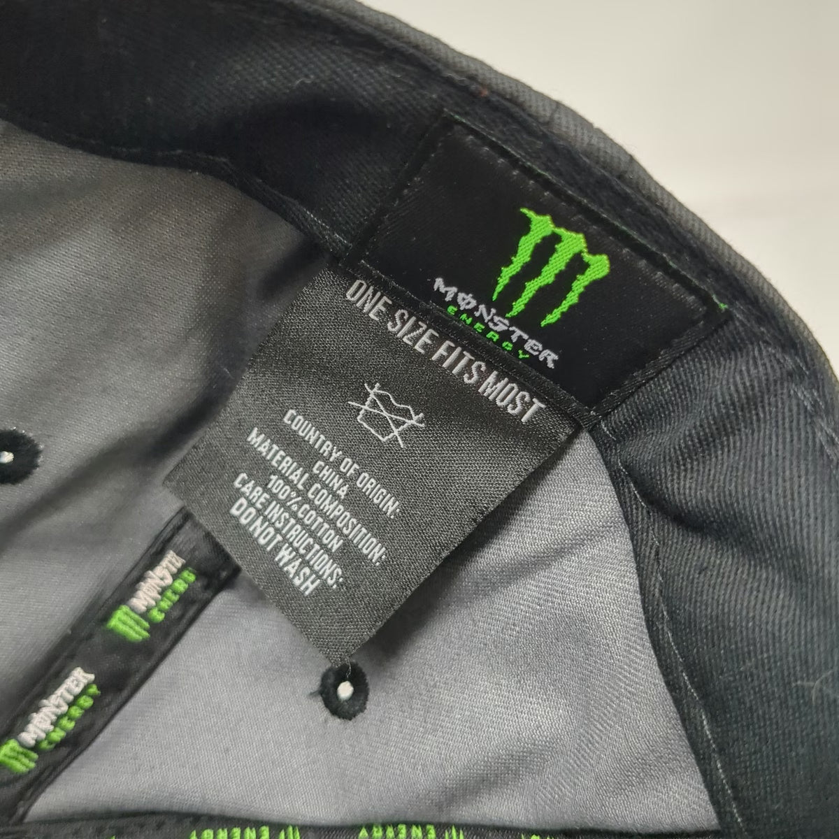 Monster Energy Snapback Black Gray Green Camo One Size Flat Brim Embroidered Hat
