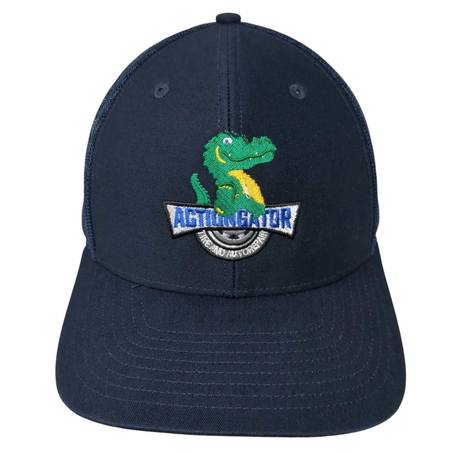Action Gator Tire And Auto Repair Snapback Trucker Hat Blue One Size