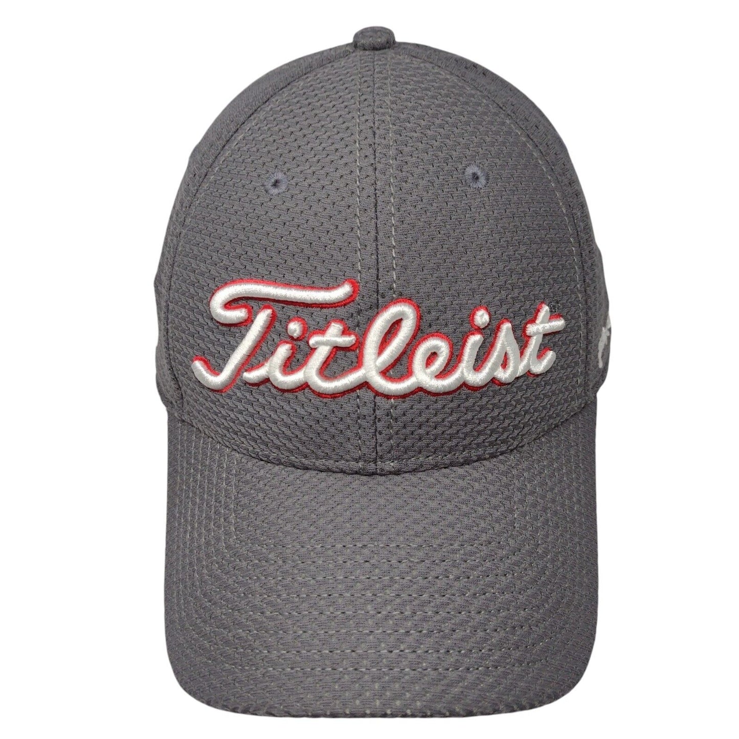 Titleist Pro V1 FJ Fitted Golf Hat Gray M/L Embroidered Vented Holes 6 Panel